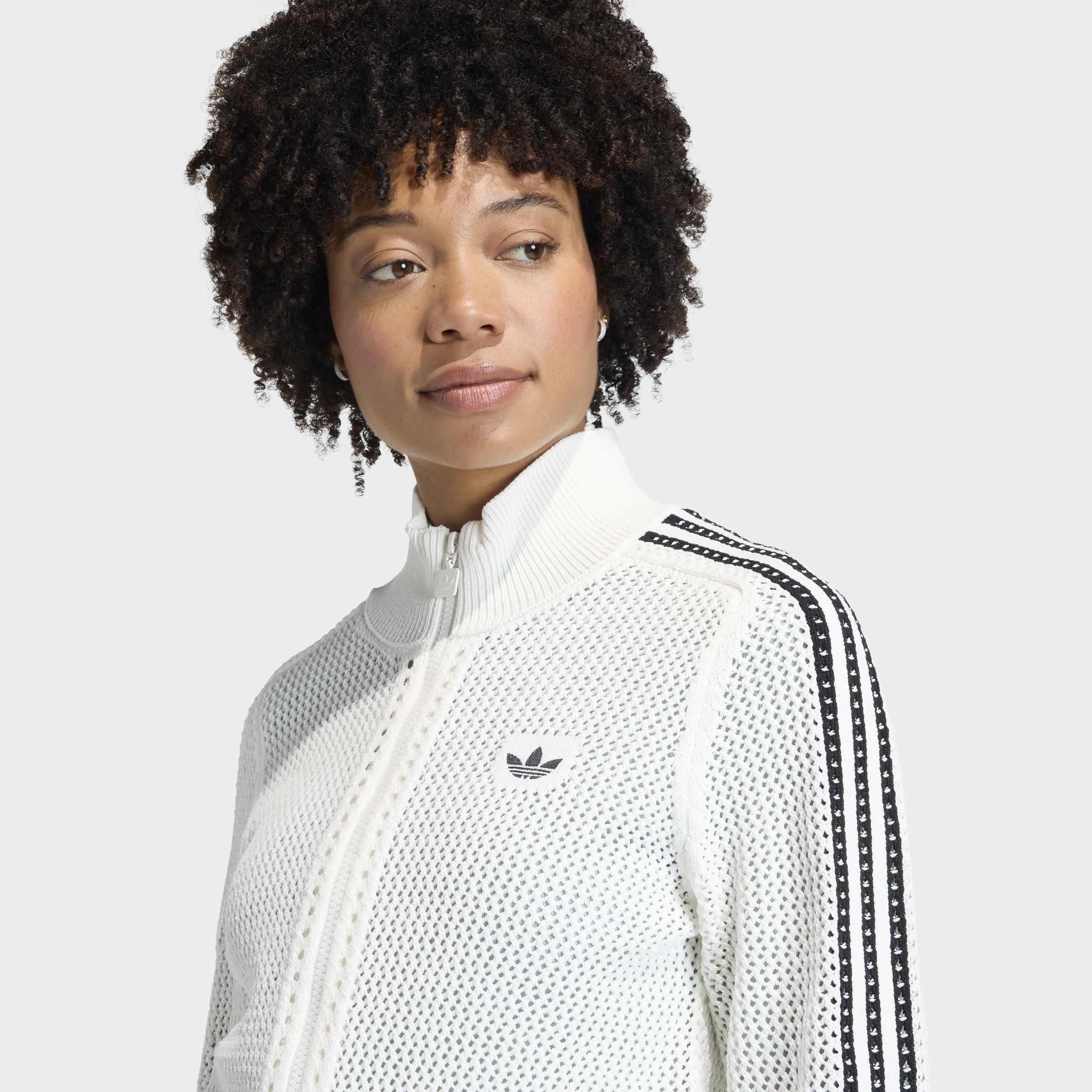 Knitted Crochet Firebird Track Top, White, A701_ONE, large image number 2
