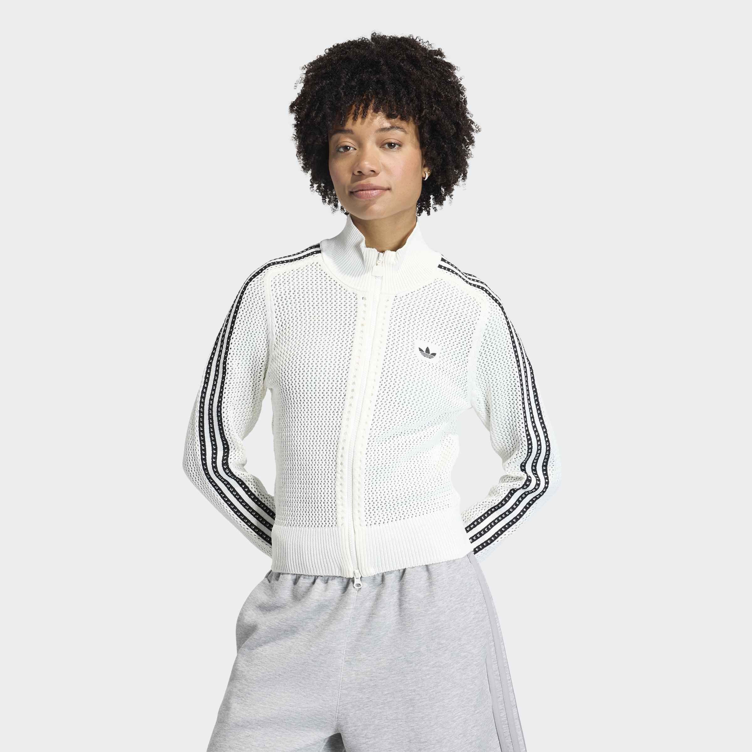 Knitted Crochet Firebird Track Top, White, A701_ONE, large image number 4