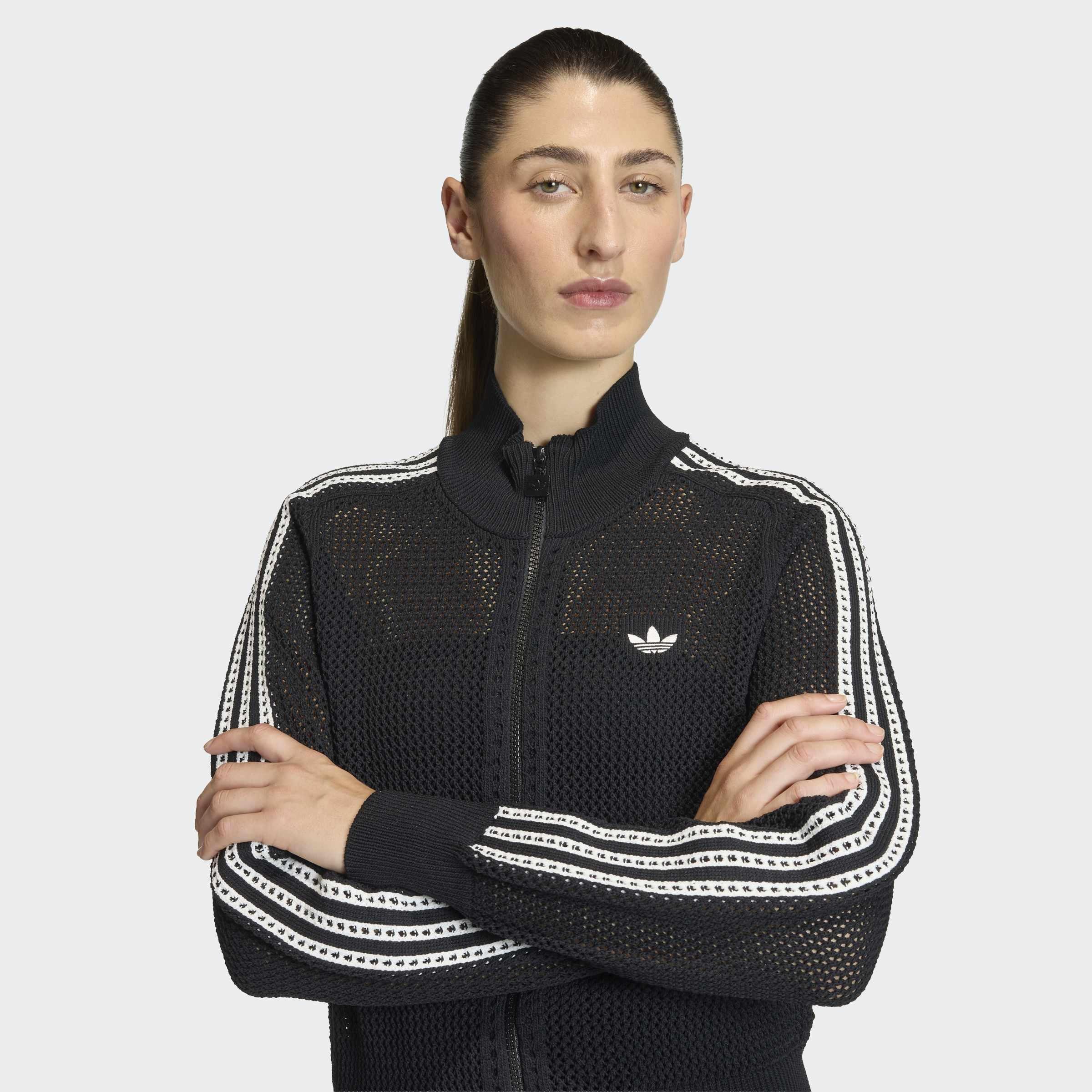 Knitted Crochet Firebird Track Top, Black, A701_ONE, large image number 2
