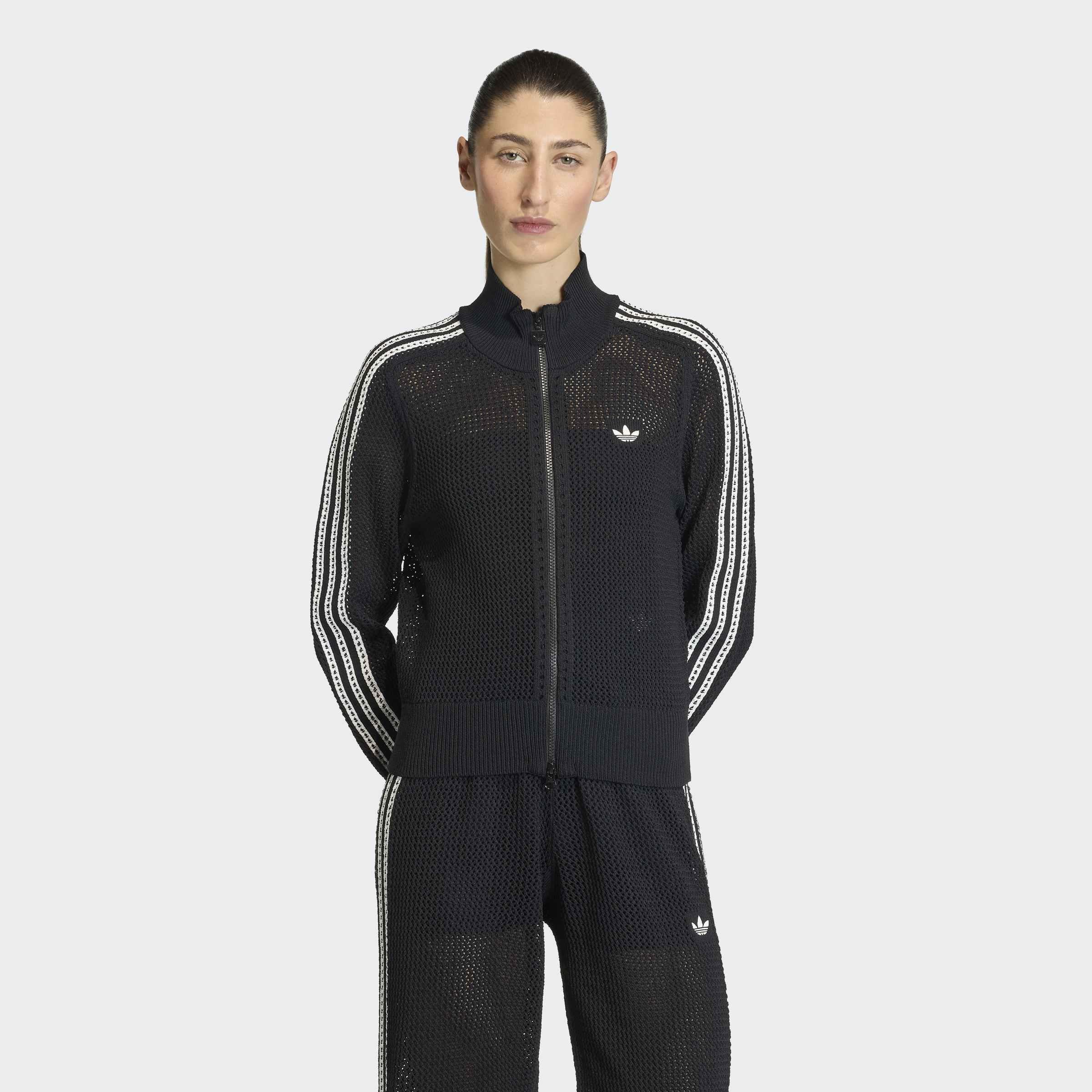 Knitted Crochet Firebird Track Top, Black, A701_ONE, large image number 5
