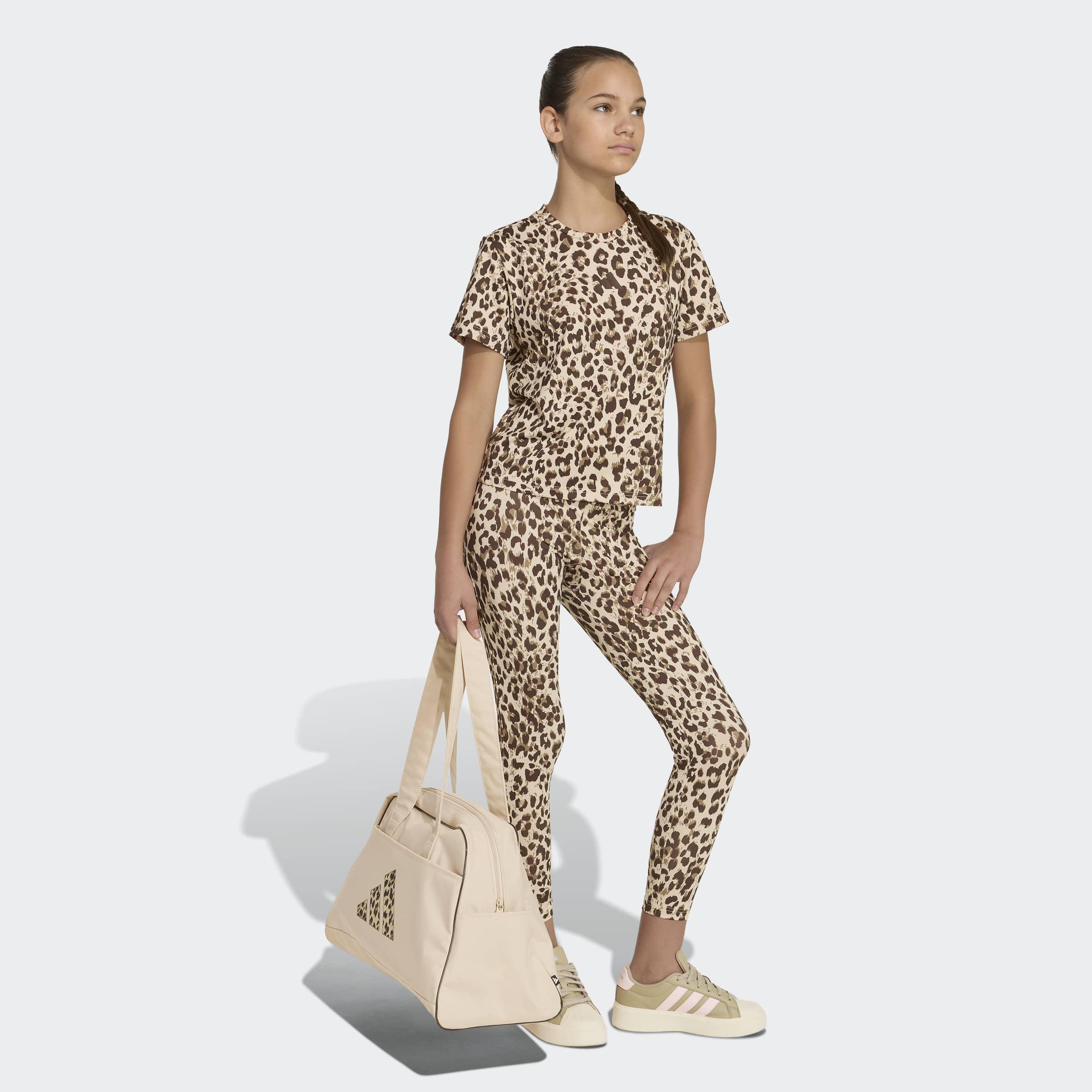 Kids Animal Print Sport Leggings, Beige, A701_ONE, large image number 4