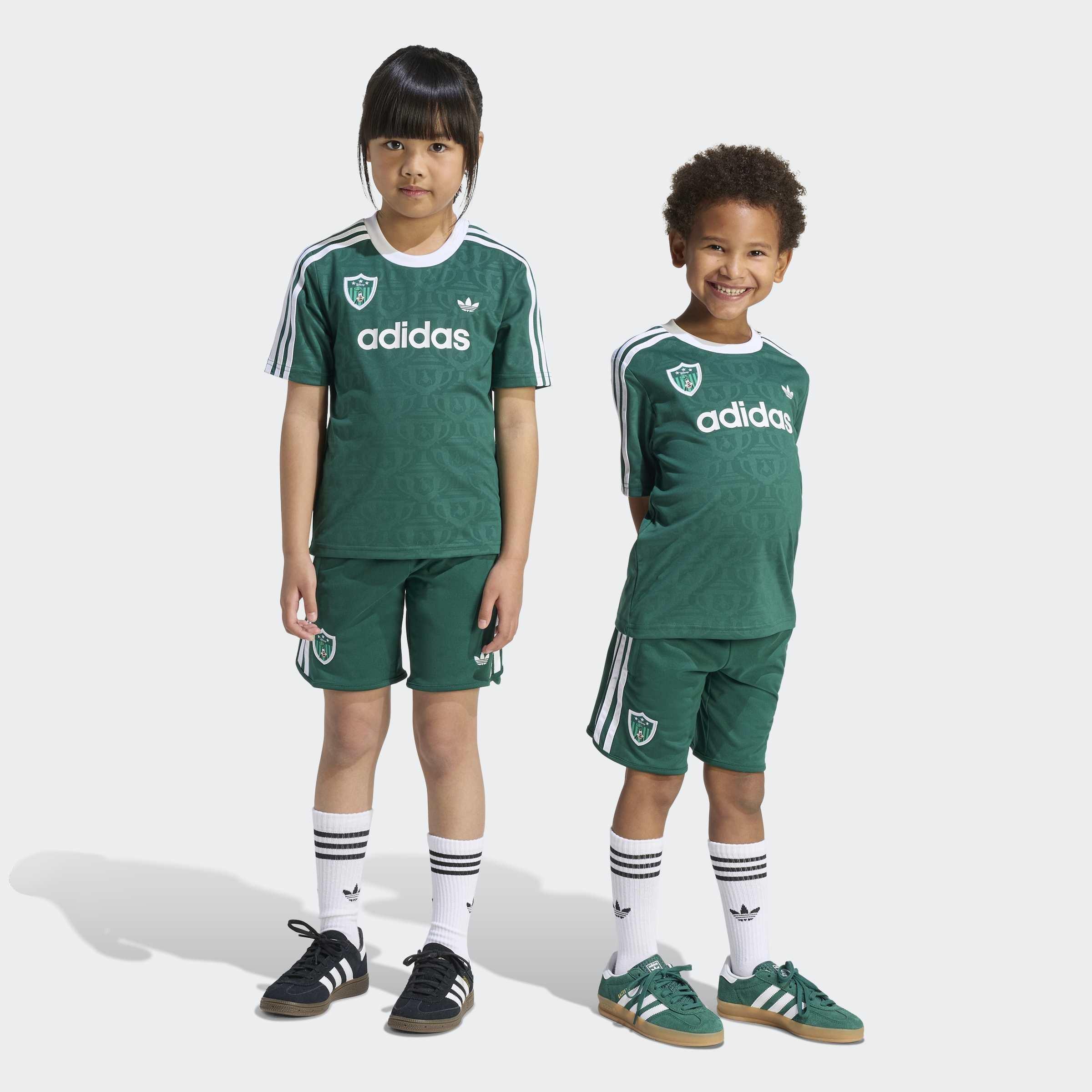 Kids Unisex adidas Disney Short Jersey Set, Green, A701_ONE, large image number 2