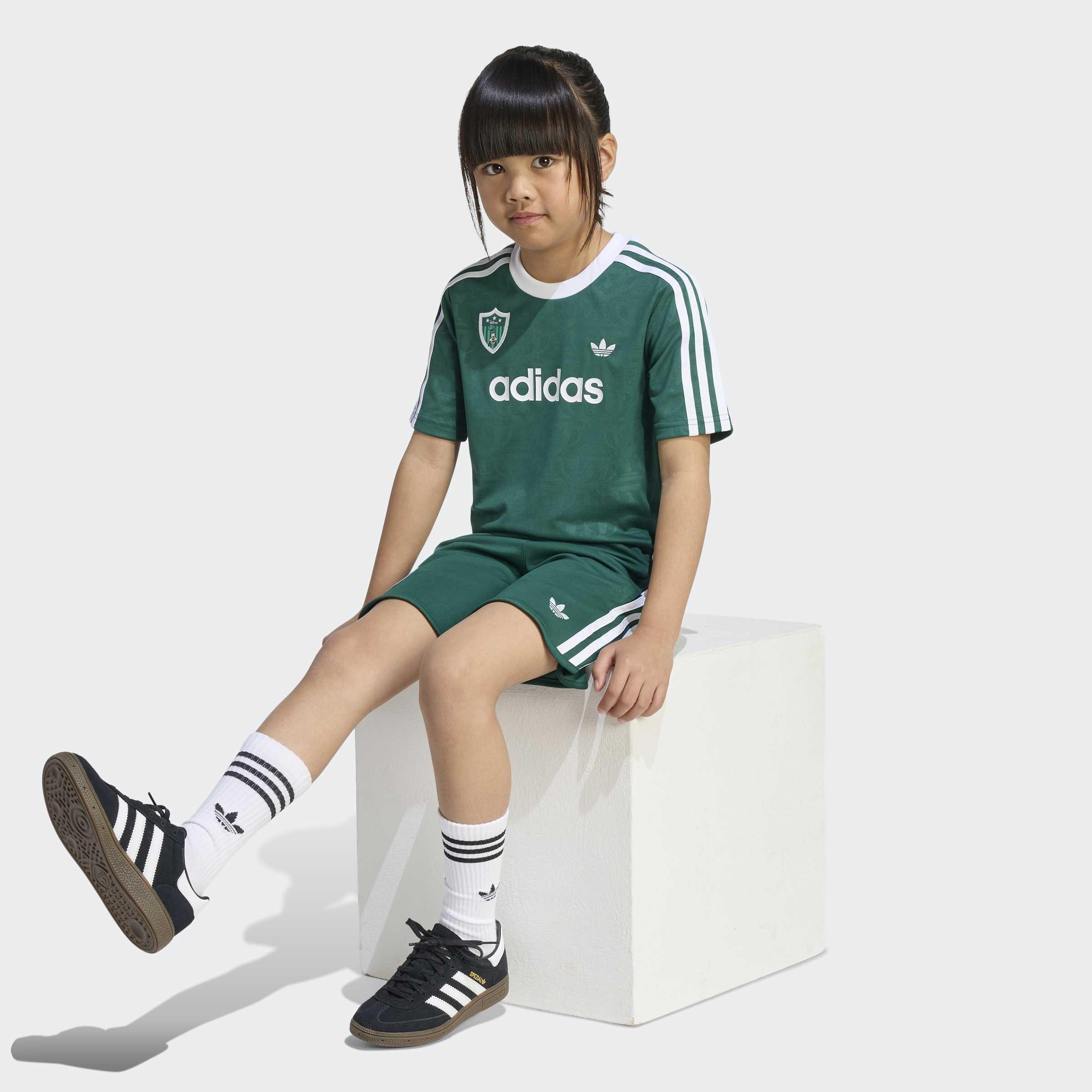 Kids Unisex adidas Disney Short Jersey Set, Green, A701_ONE, large image number 7