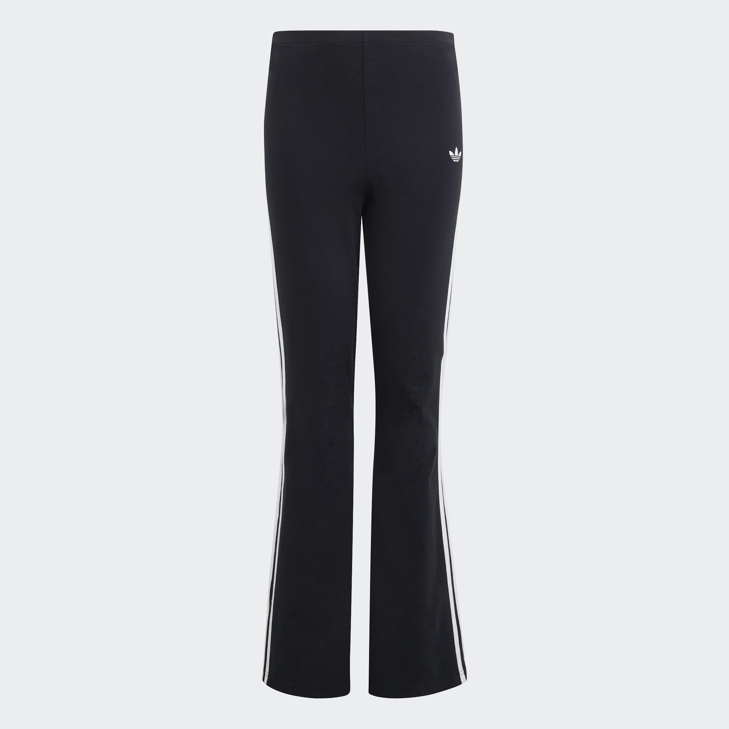 Kids 3 Stripes Flared Leggings, Black, A701_ONE, large image number 0