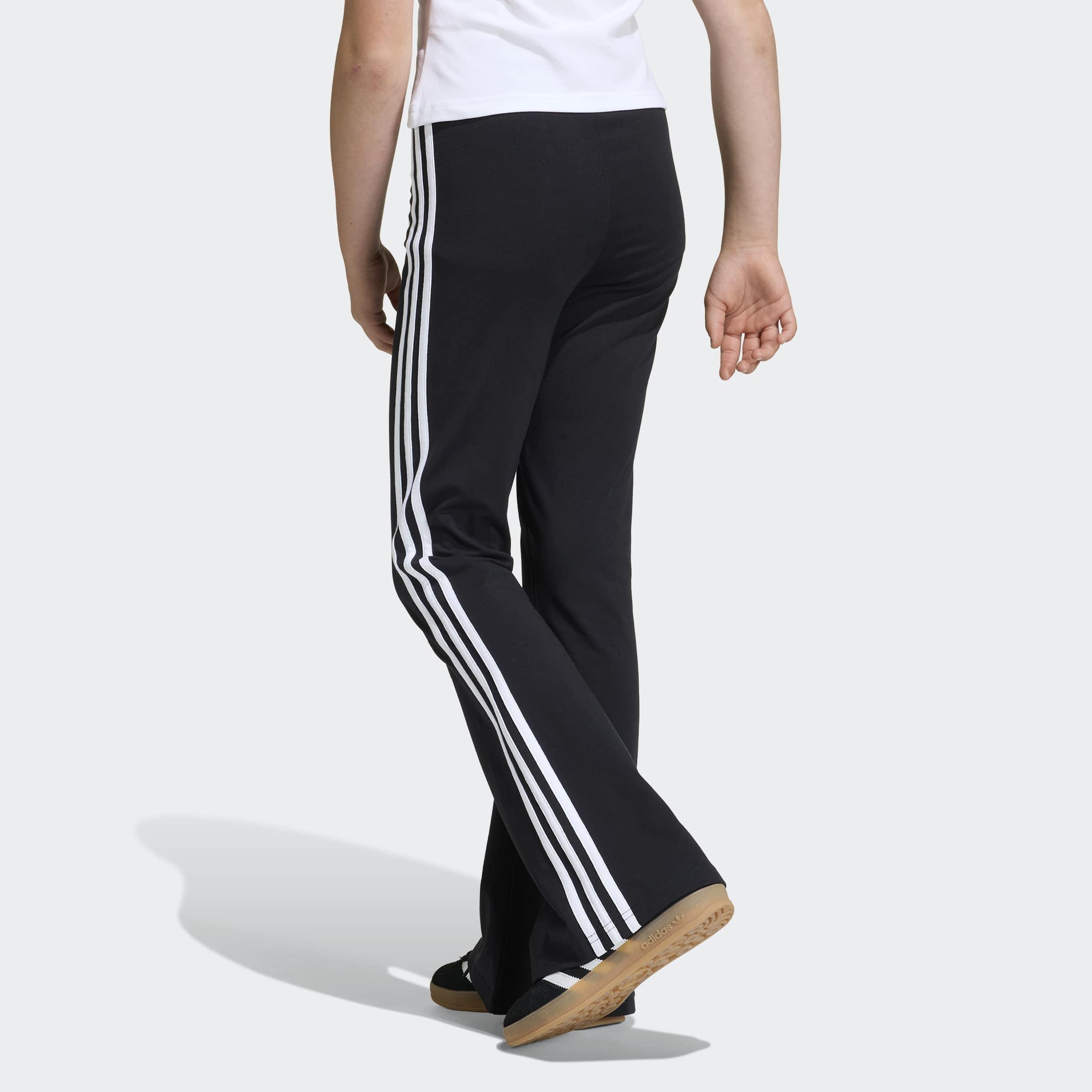 Kids 3 Stripes Flared Leggings, Black, A701_ONE, large image number 1
