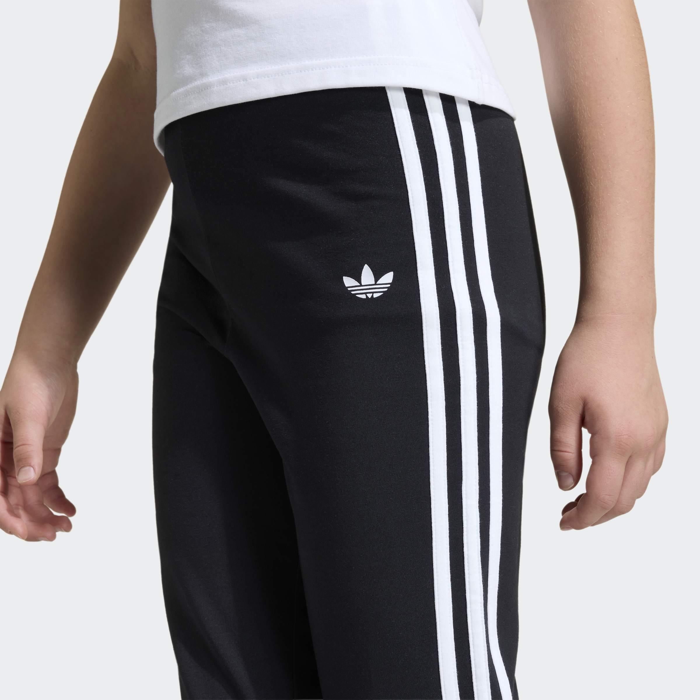 Kids 3 Stripes Flared Leggings, Black, A701_ONE, large image number 2