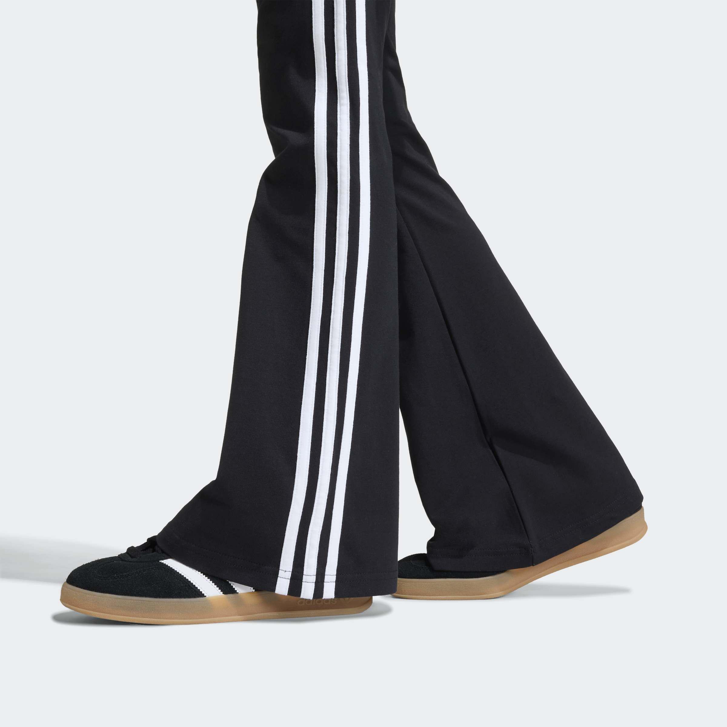 Kids 3 Stripes Flared Leggings, Black, A701_ONE, large image number 3