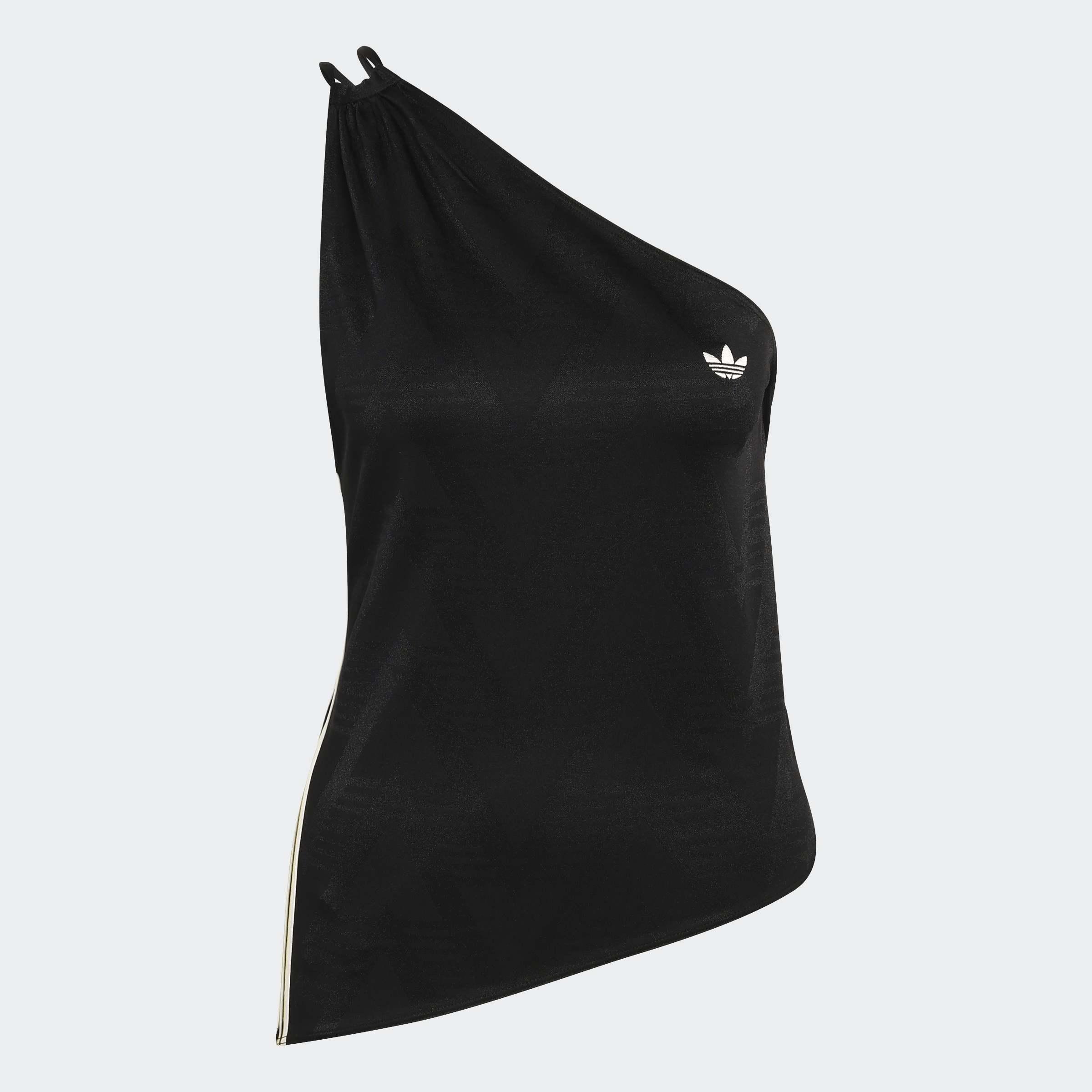 Rouched One Shoulder Top, Black