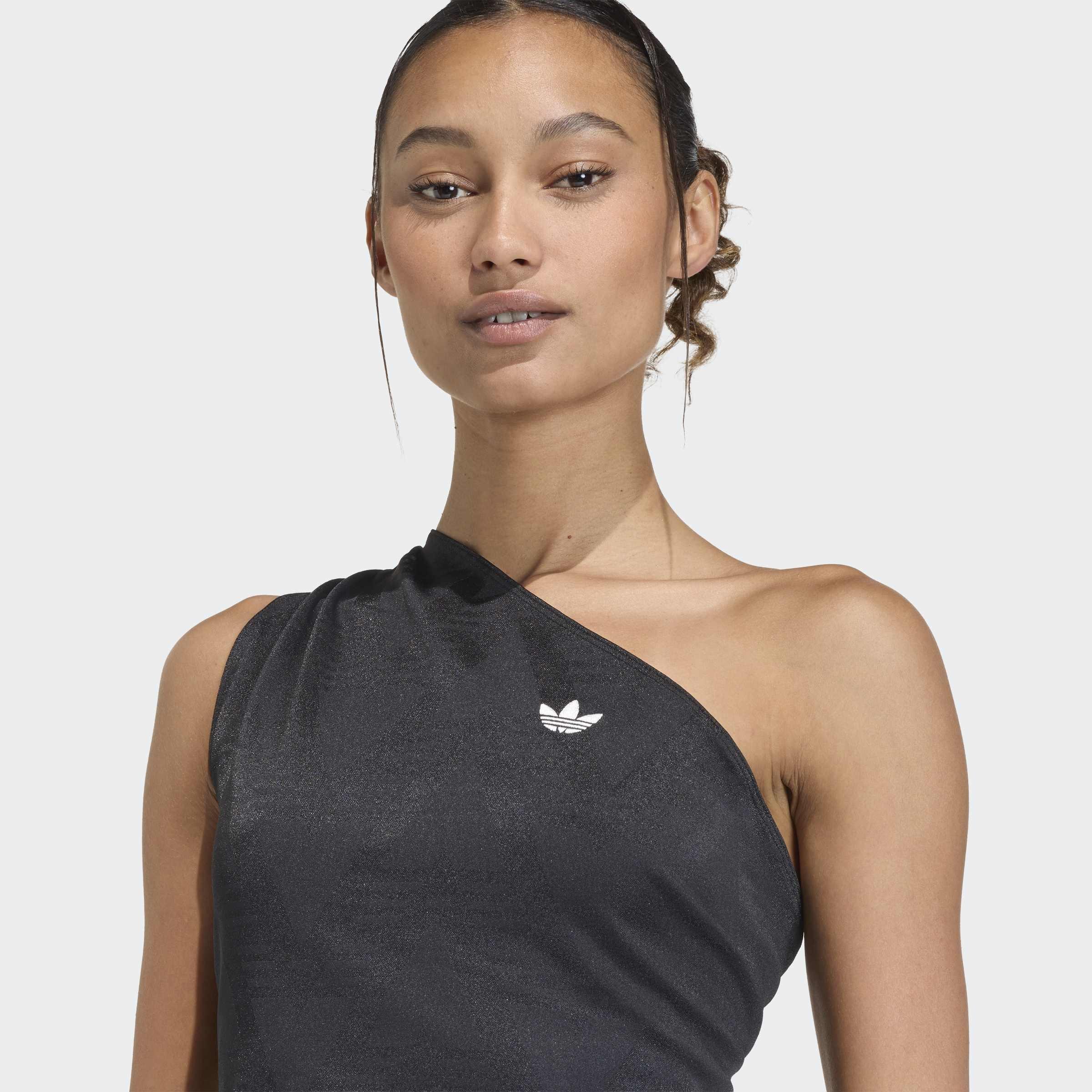 Rouched One Shoulder Top, Black, A701_ONE, large image number 2