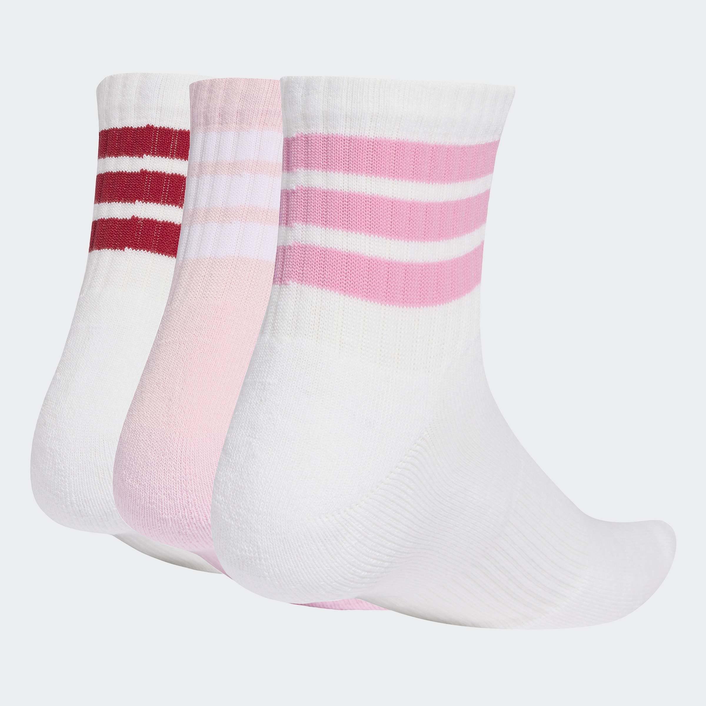 Unisex 3 Stripes Cushioned Sportswear Mid Cut Socks - 3 Pair Pack, Multicolour, A701_ONE, large image number 1