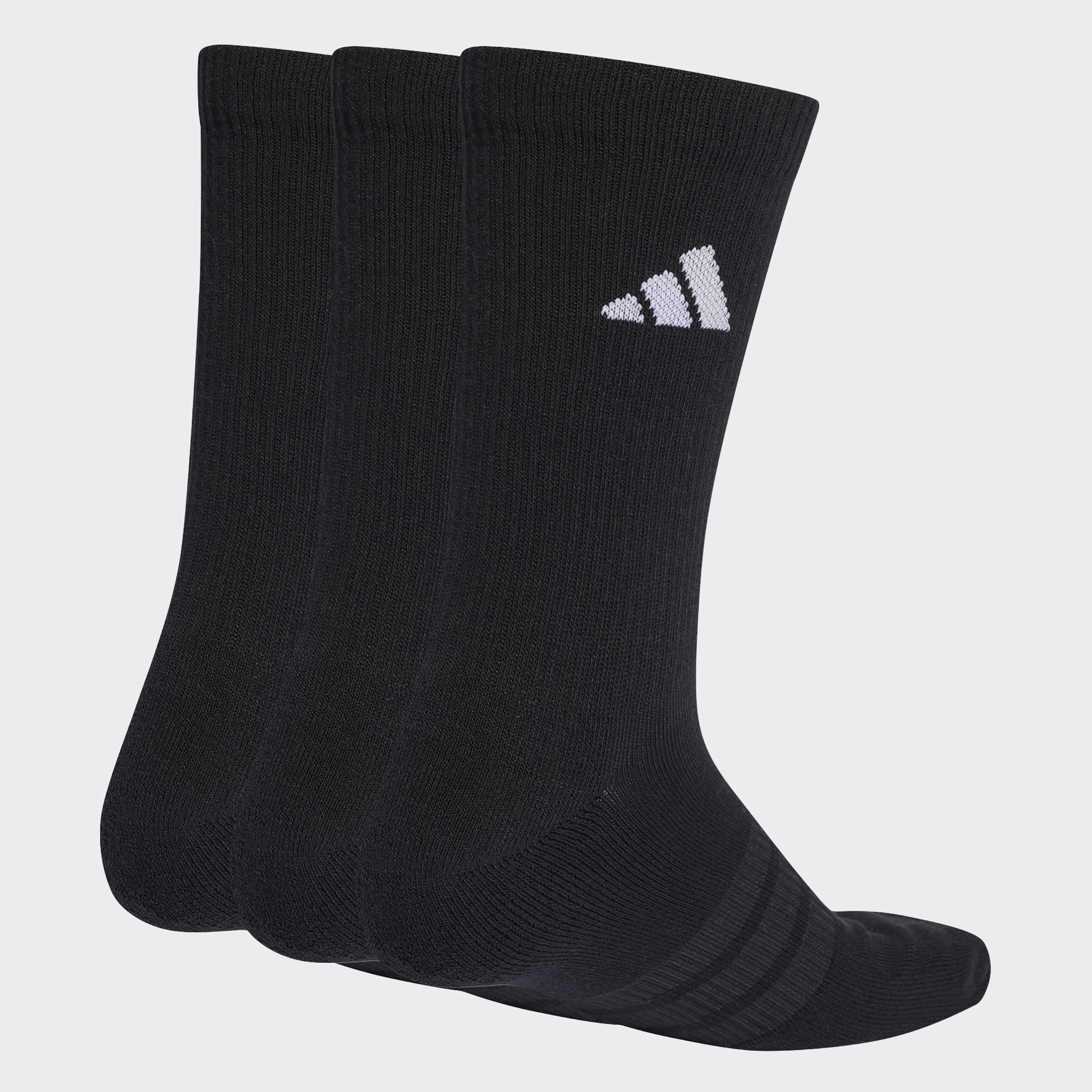 Unisex Cushioned Sportswear Crew Socks 3 Pair Pack, Black, A701_ONE, medium