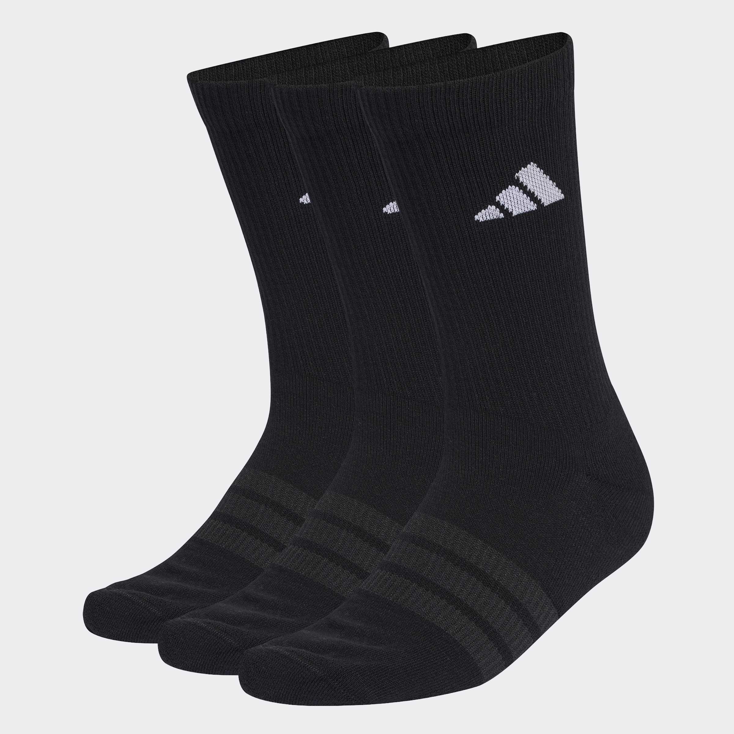 Unisex Cushioned Sportswear Crew Socks 3 Pair Pack, Black, A701_ONE, large image number 3