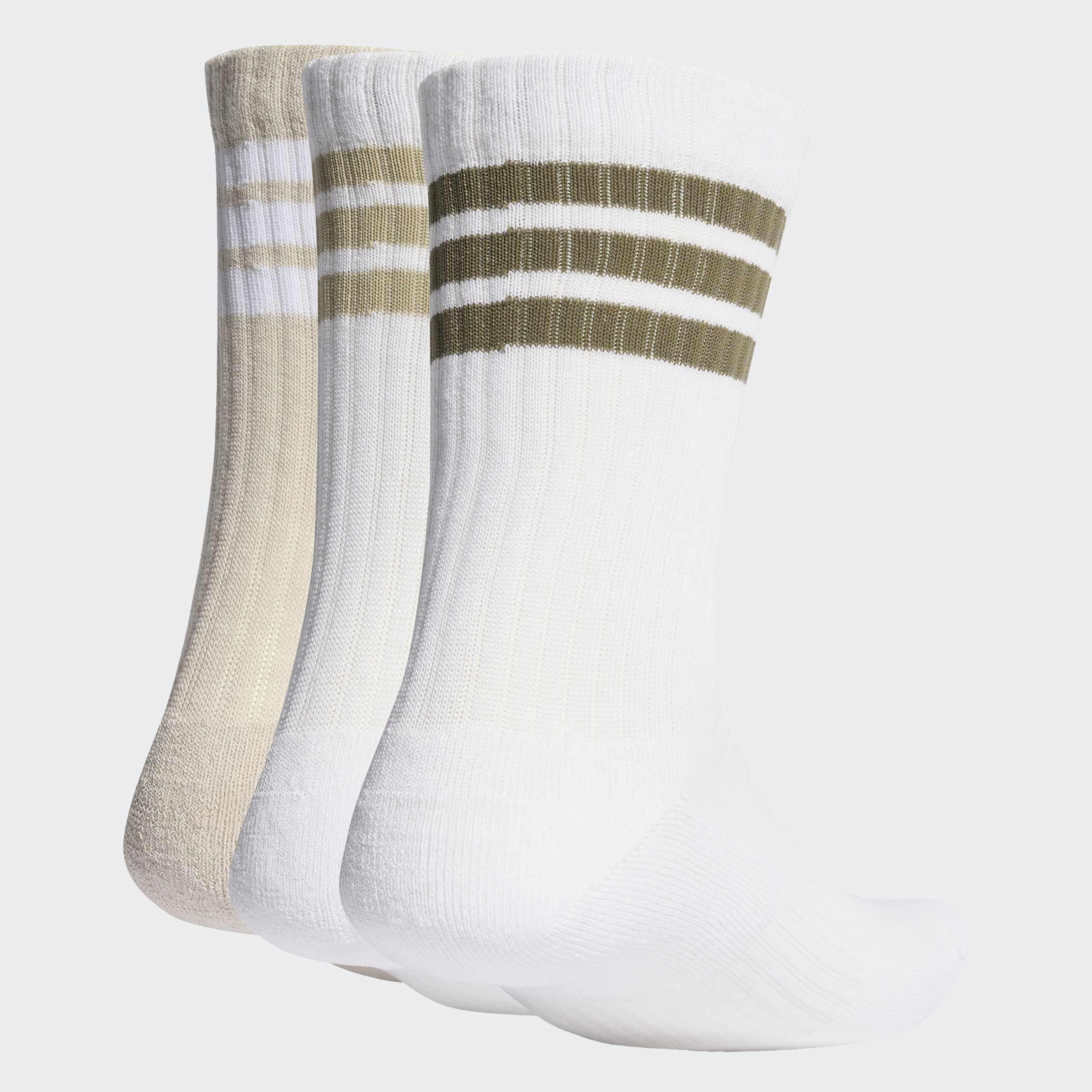 Unisex 3-Stripes Cushioned Sportswear Crew Socks - 3 Pair Pack, Multicolour, A701_ONE, medium