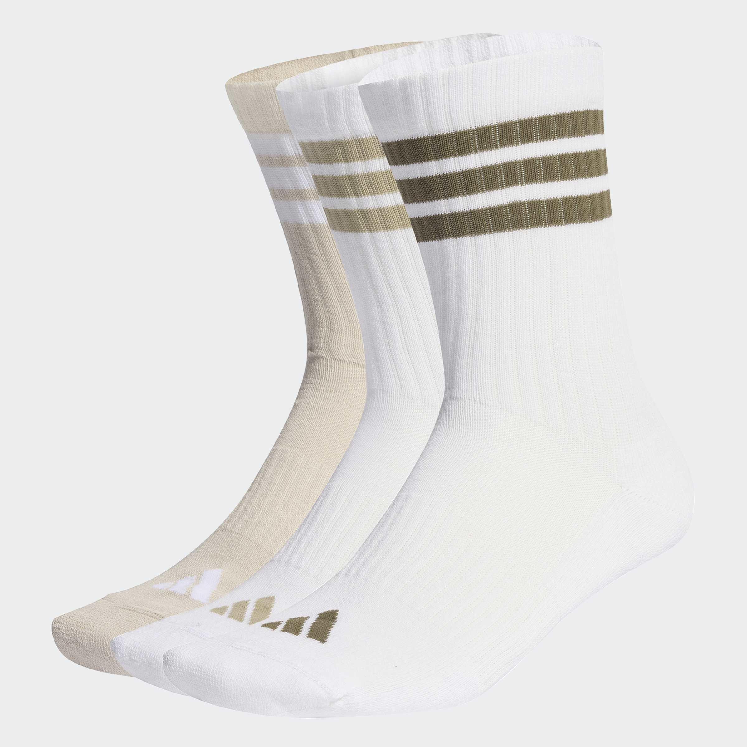 Unisex 3-Stripes Cushioned Sportswear Crew Socks - 3 Pair Pack, Multicolour, A701_ONE, large image number 3