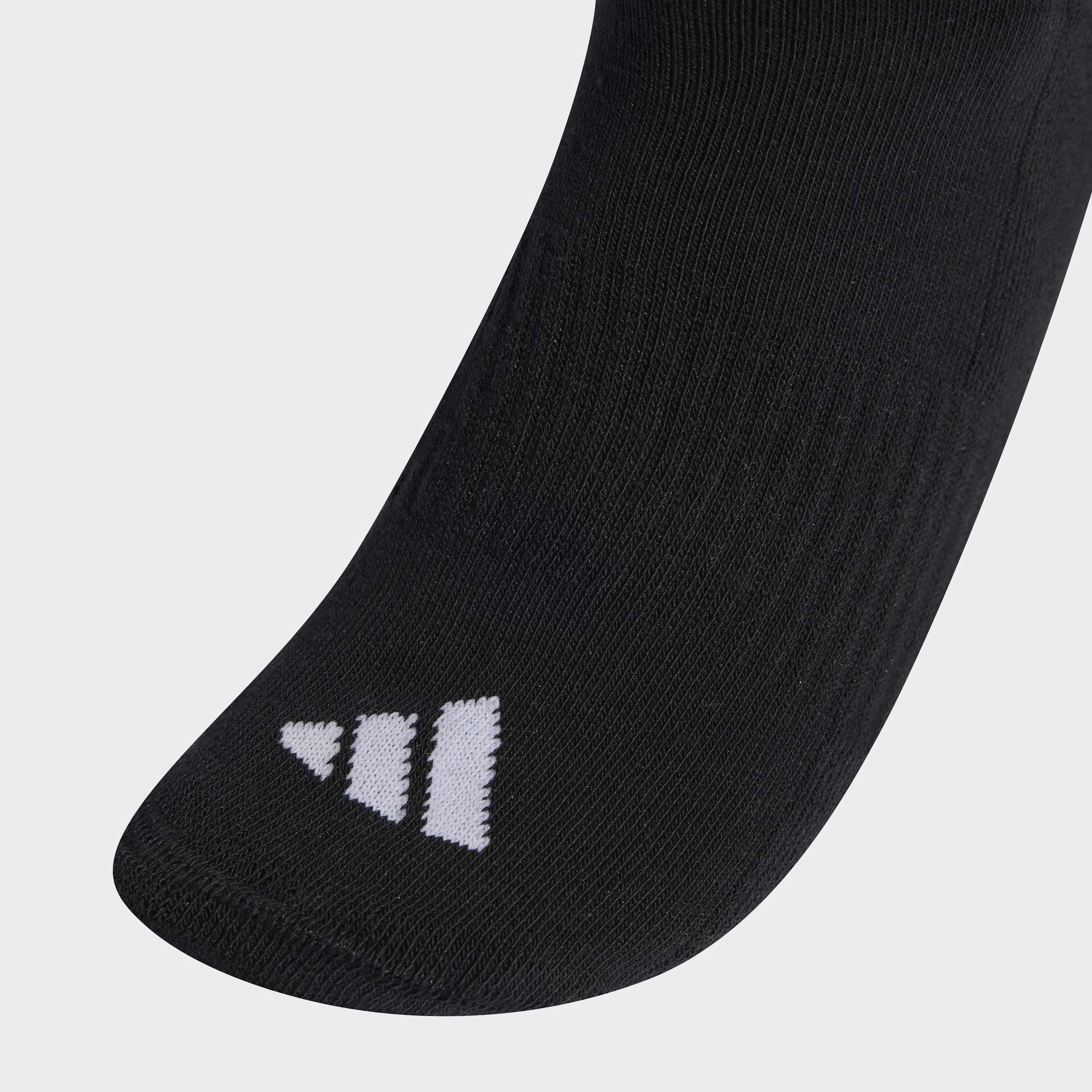 Unisex - 3-Stripes Cushioned Sportswear Crew Socks - 3 Pair Pack, Black, A701_ONE, medium