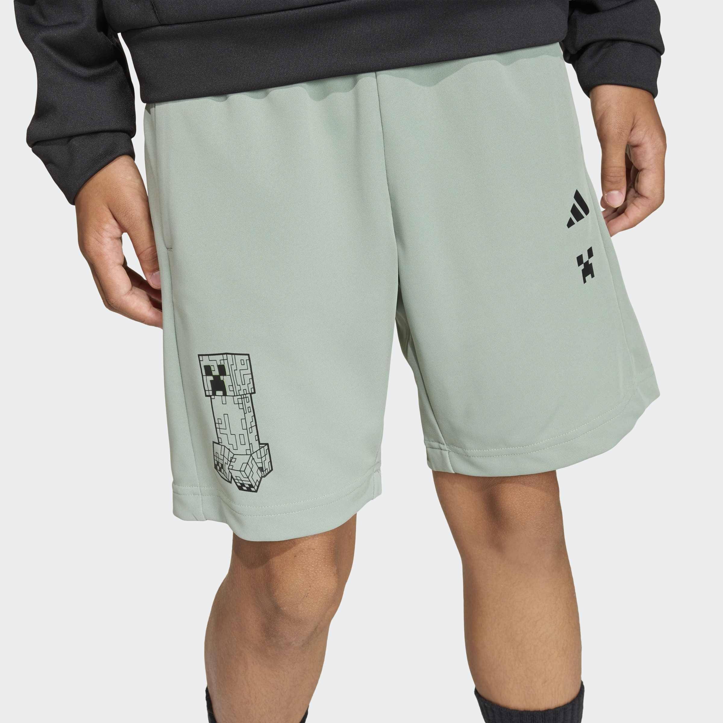 Kids Unisex Adidas Minecraft Training Short, Green, A701_ONE, large image number 3