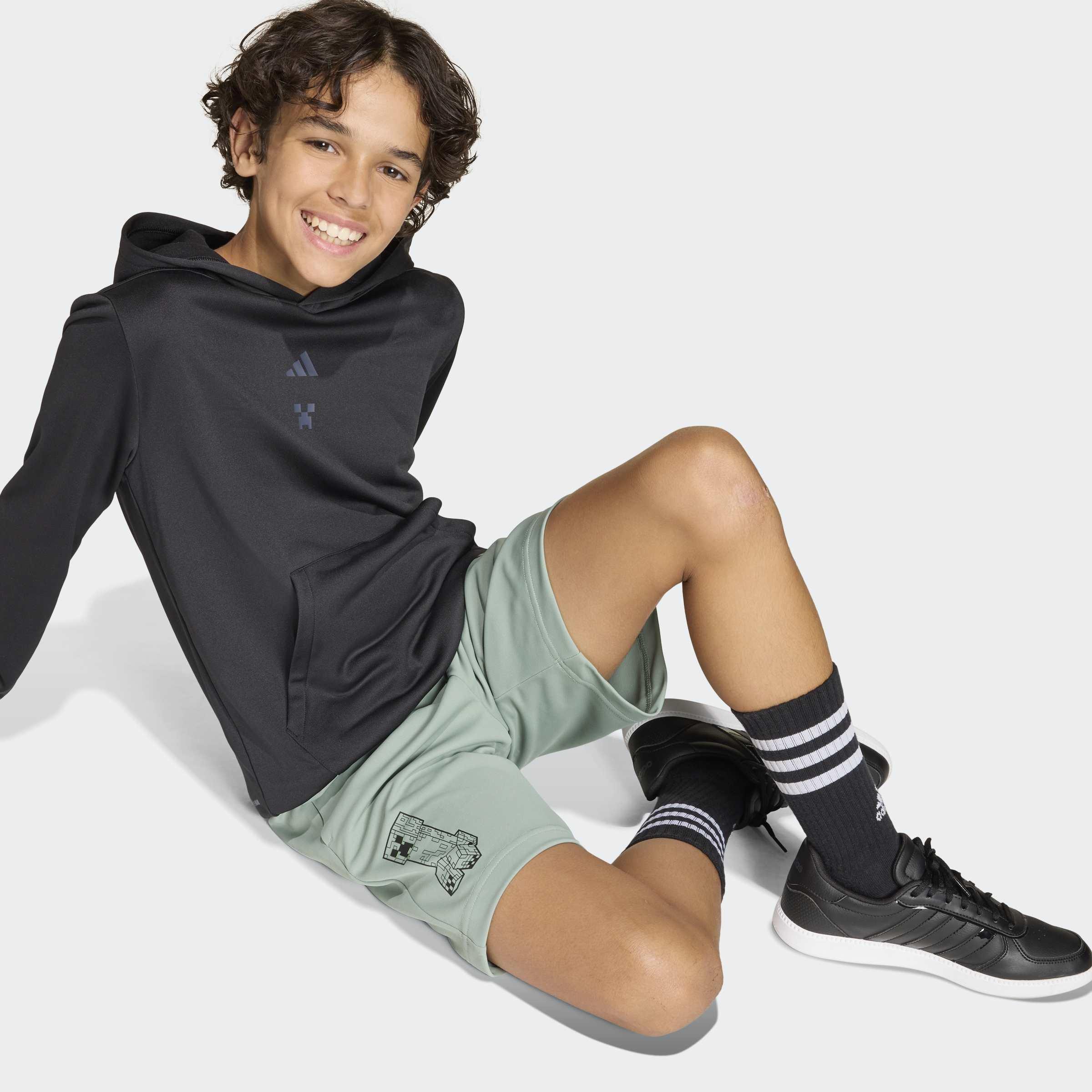 Kids Unisex Adidas Minecraft Training Short, Green, A701_ONE, large image number 4