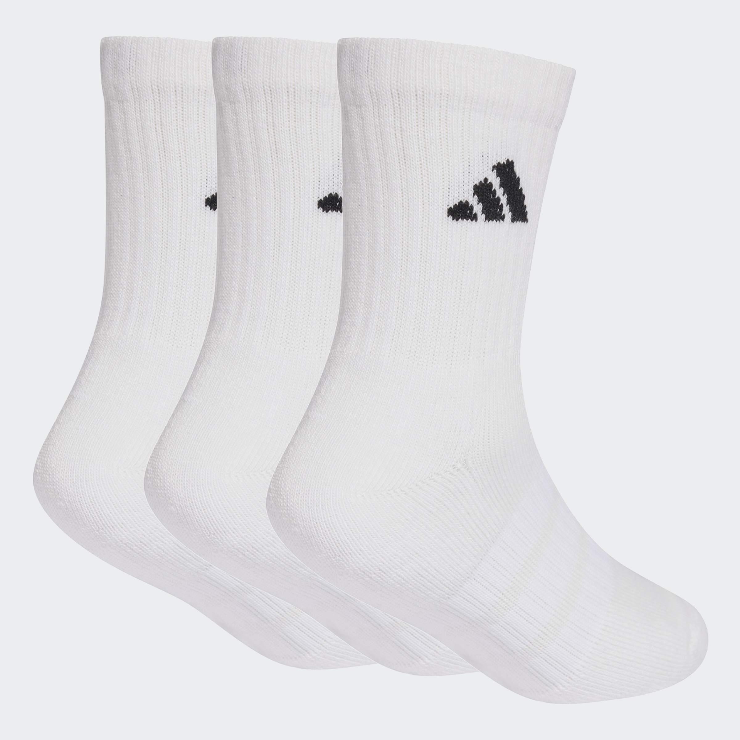 Kids Unisex Cushioned Sportswear Crew Socks 3 Pair Pack, White