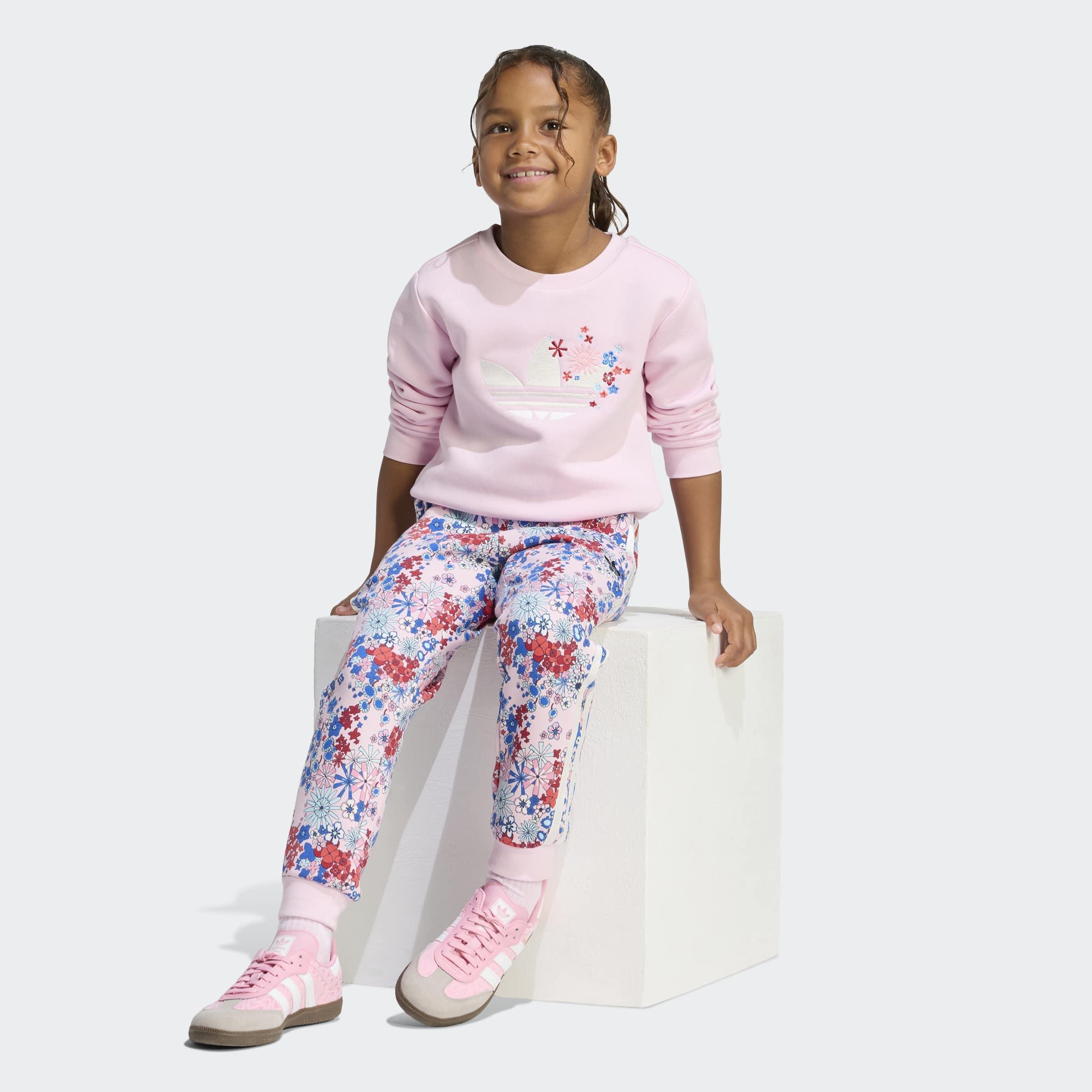 Kids Adidas Originals X Liberty London Crew Set, Pink, A701_ONE, large image number 6