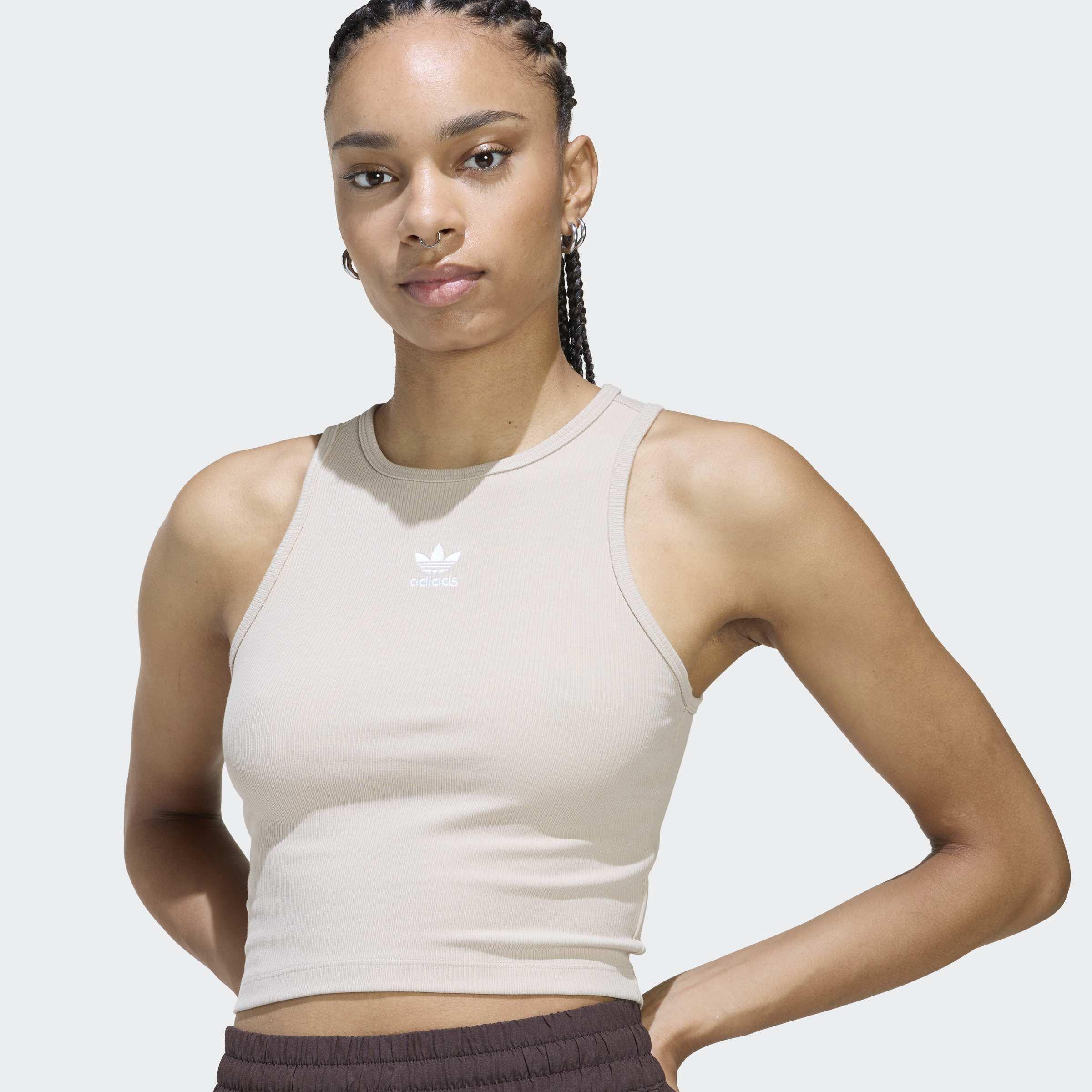 Essentials Ribbed Tank Top, Beige, A701_ONE, large image number 1