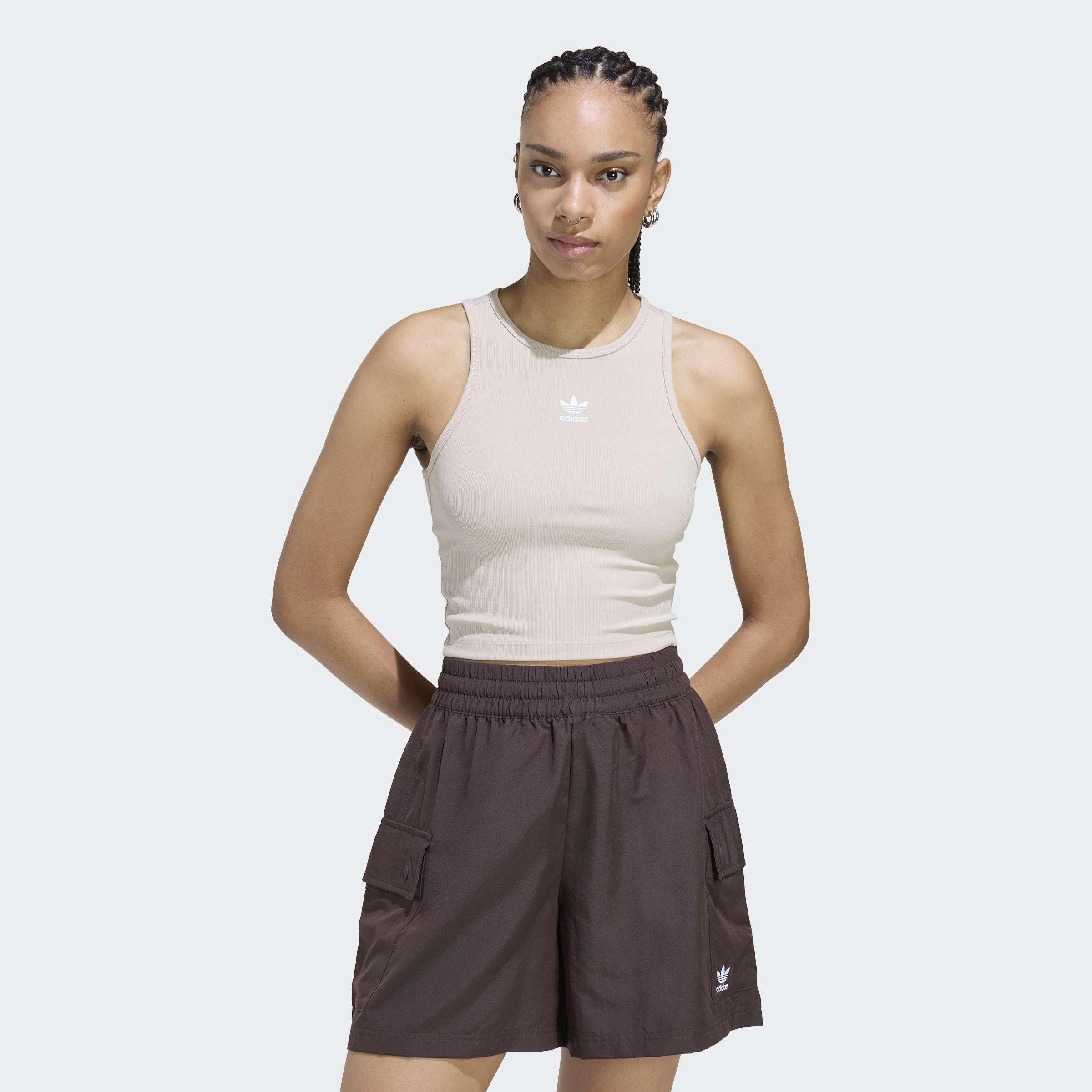 Essentials Ribbed Tank Top, Beige, A701_ONE, large image number 3