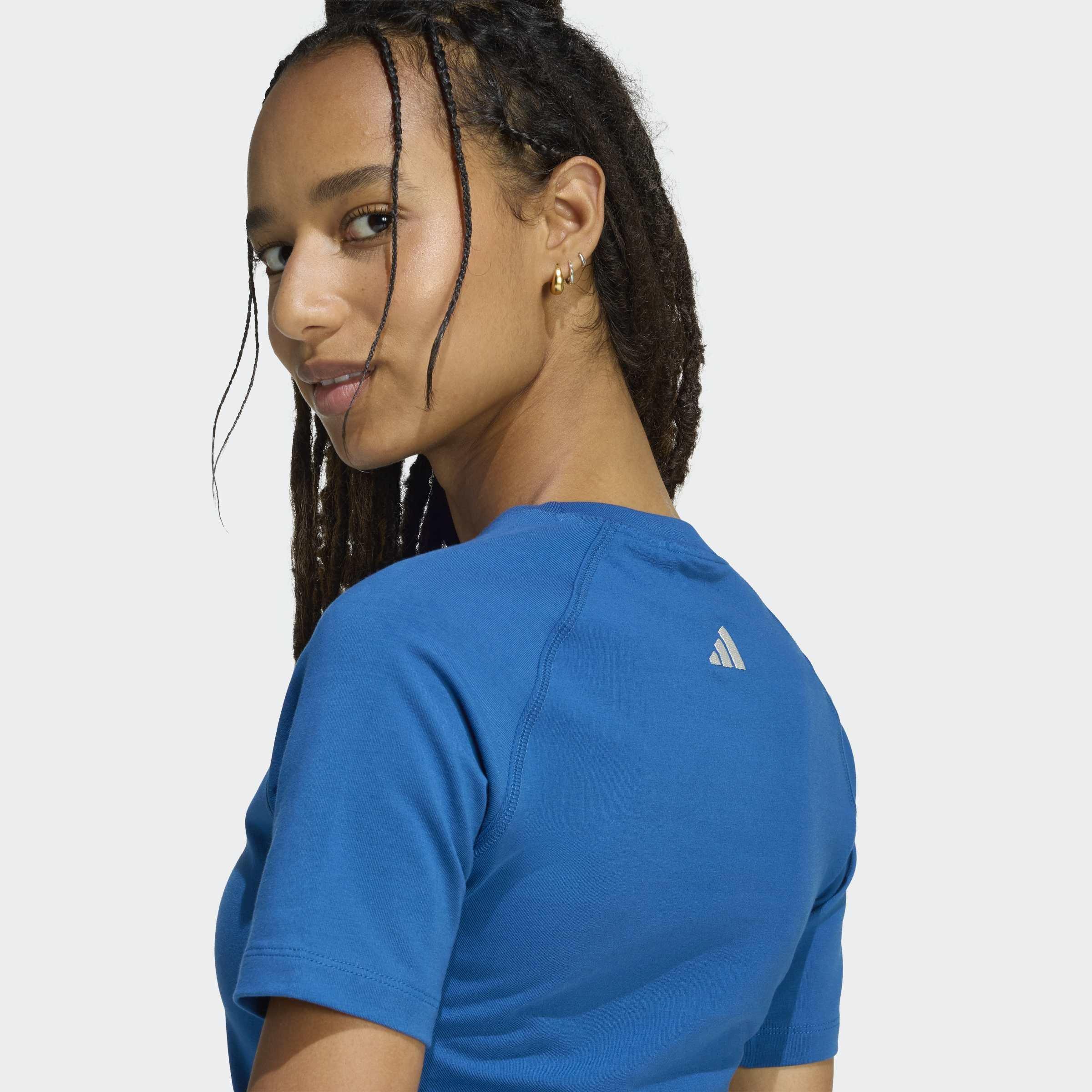 adidas X Farm Rio Graphic T-Shirt Cropped, Blue, A701_ONE, large image number 3