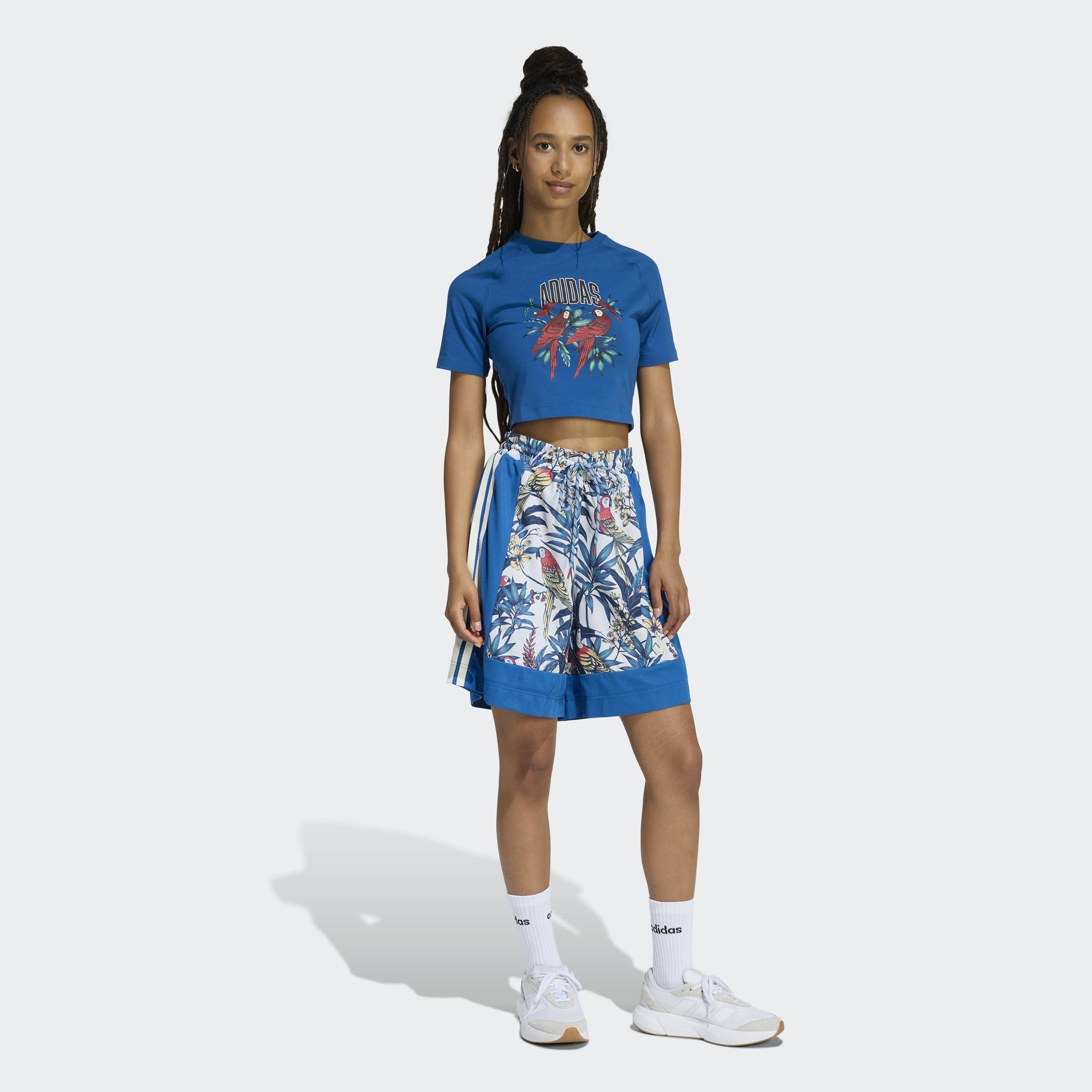 adidas X Farm Rio Graphic T-Shirt Cropped, Blue, A701_ONE, large image number 4