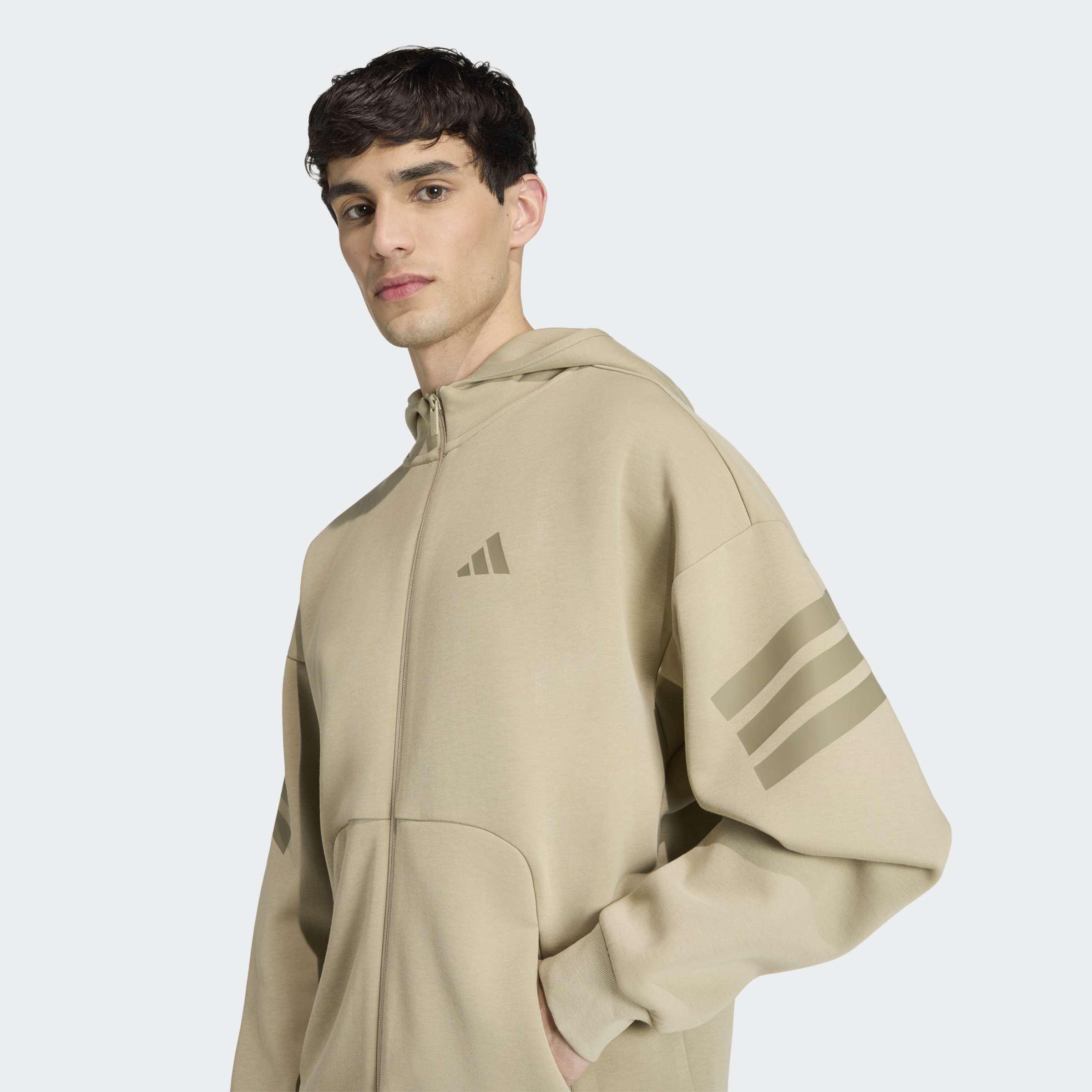 Future Icons 3-Stripes Full-Zip Hoodie, Brown, A701_ONE, medium