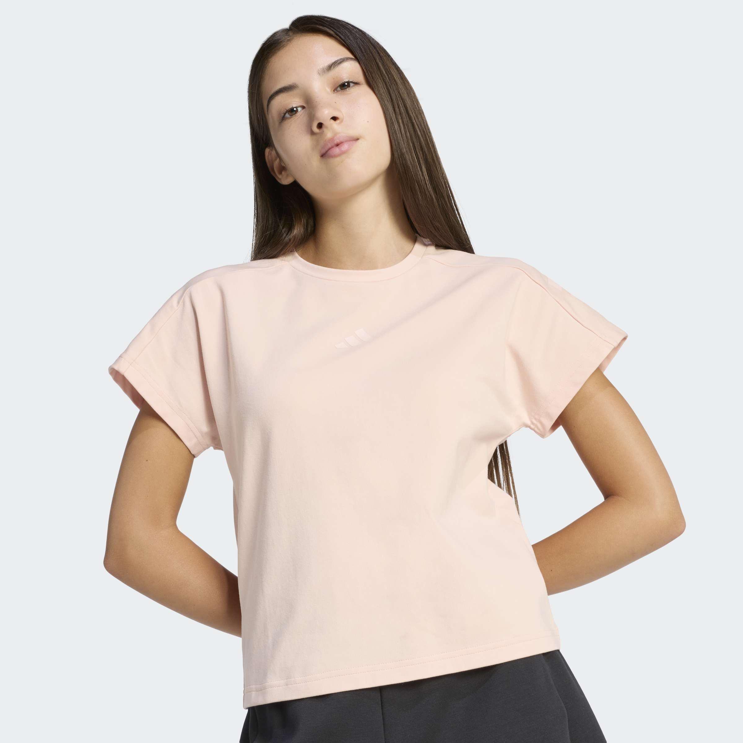Kids Future Icons 3 Stripes T-Shirt, Pink, A701_ONE, large image number 2