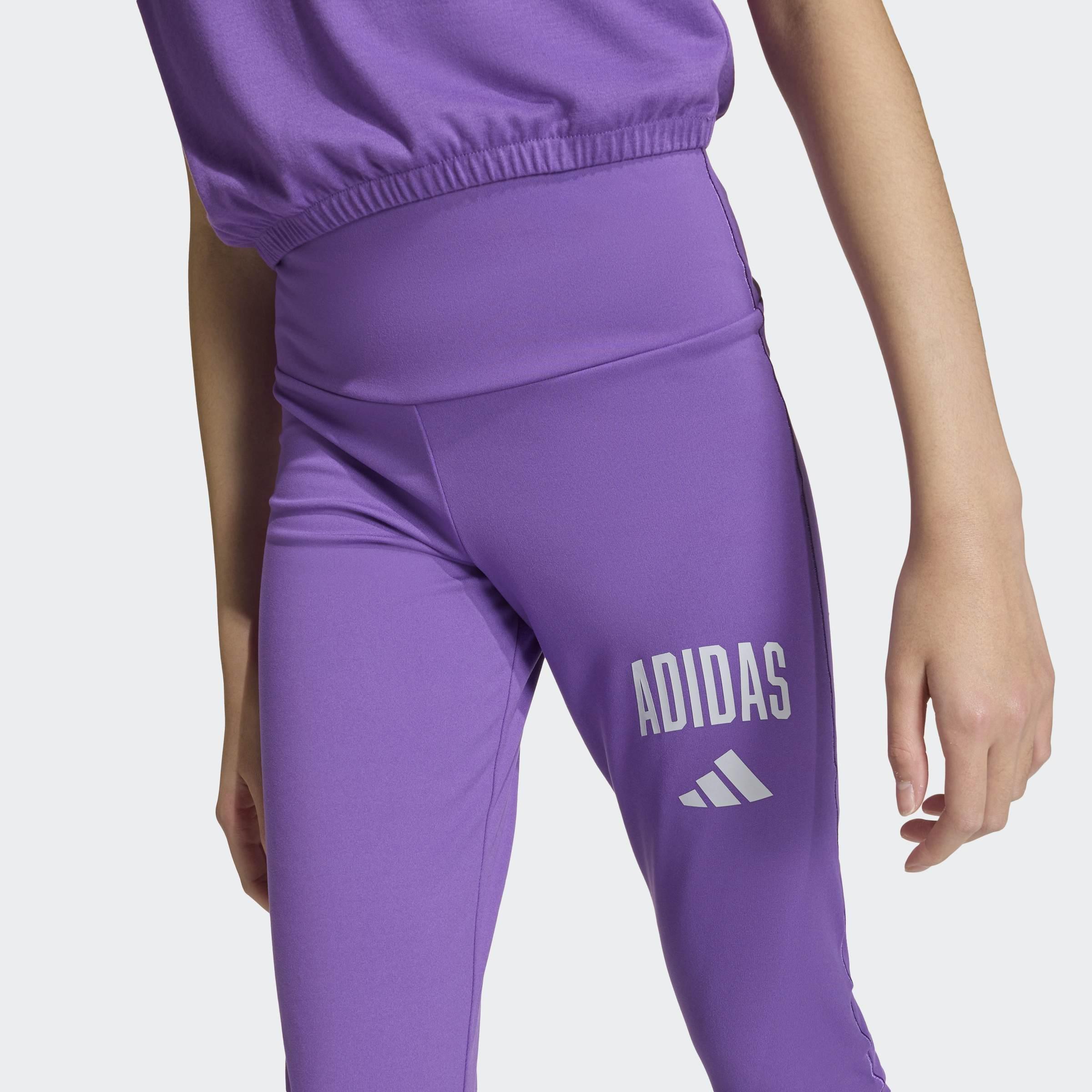 Kids Seasonals Collegiate Typography Leggings, Purple, A701_ONE, large image number 3