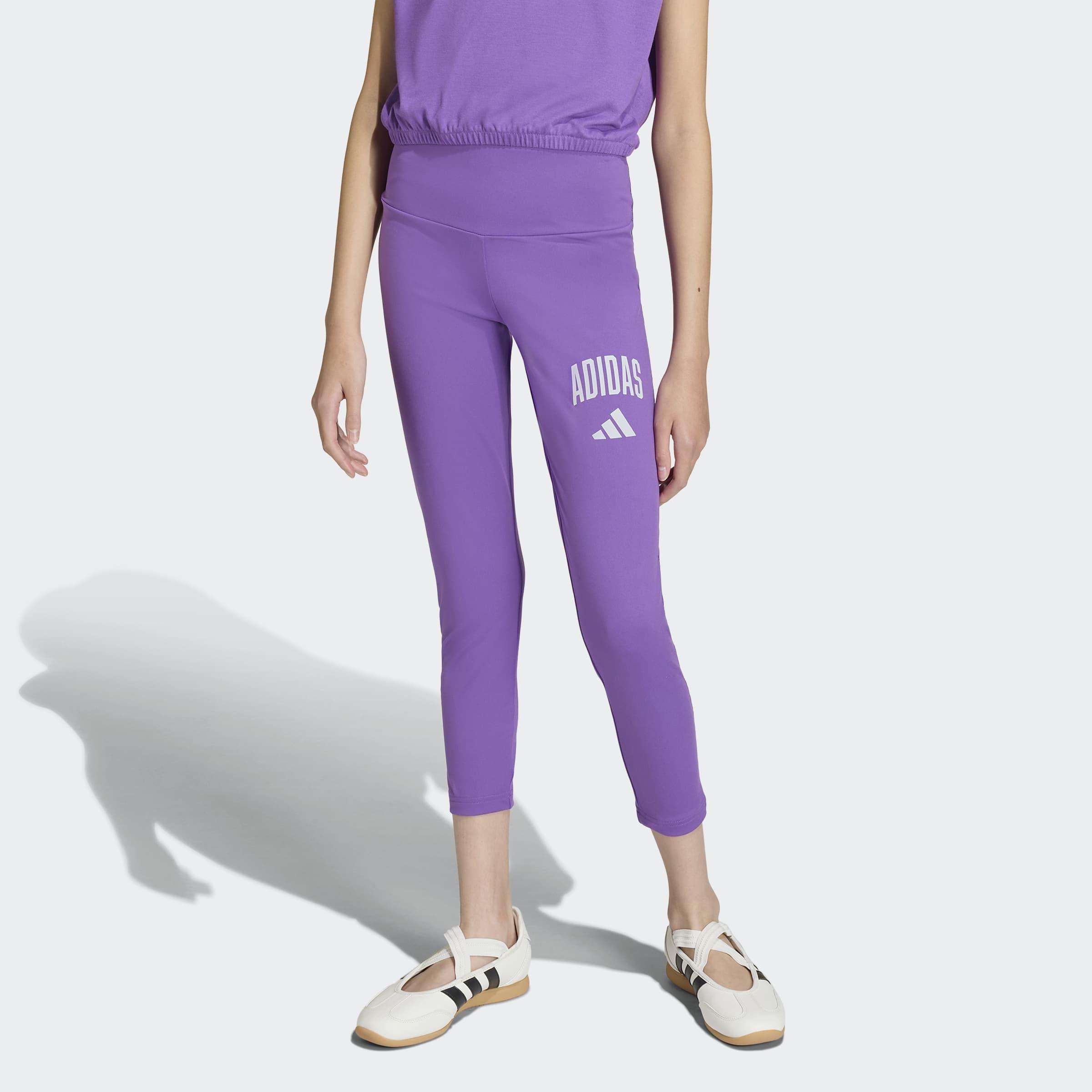 Kids Seasonals Collegiate Typography Leggings, Purple, A701_ONE, large image number 4