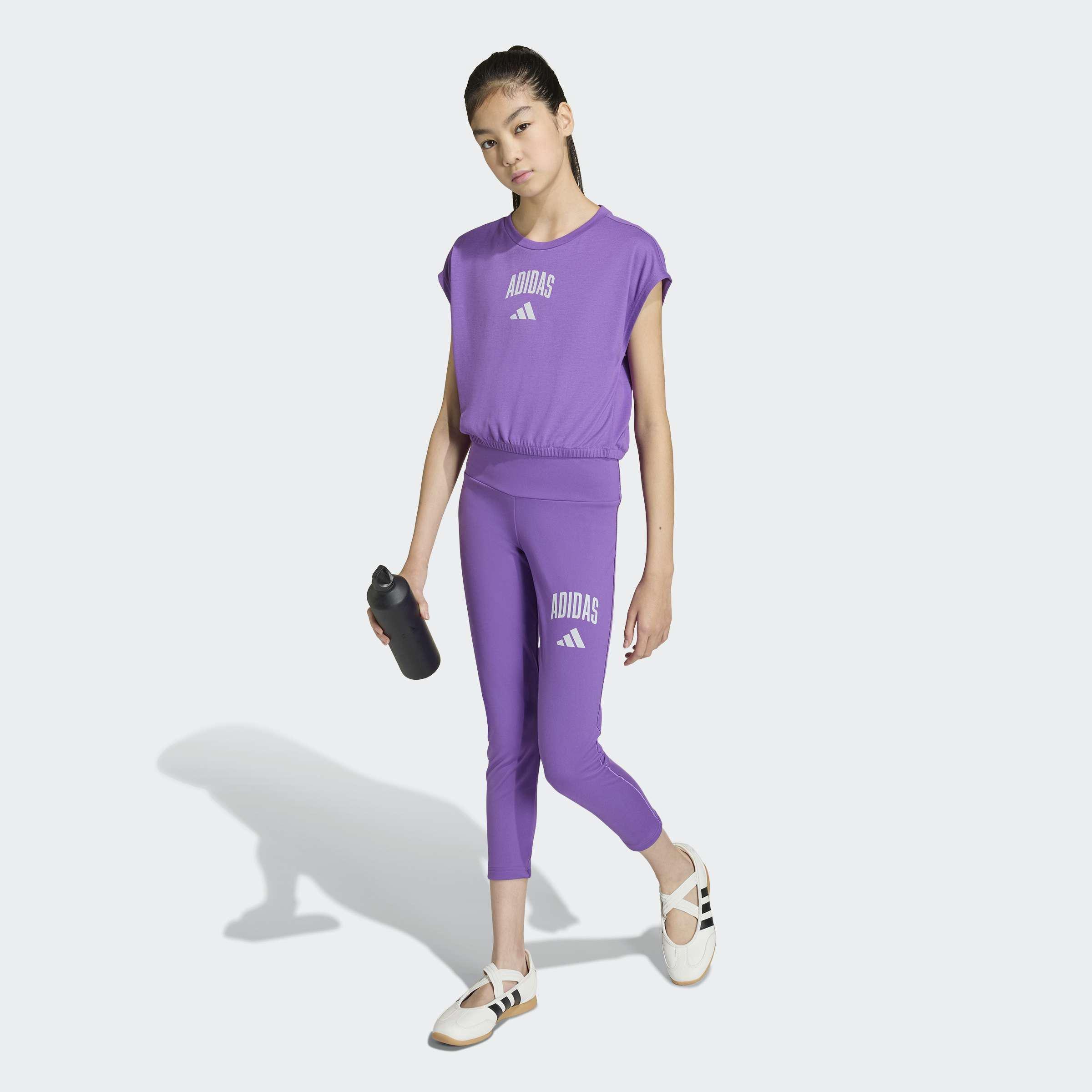 Kids Seasonals Collegiate Typography Leggings, Purple, A701_ONE, large image number 5