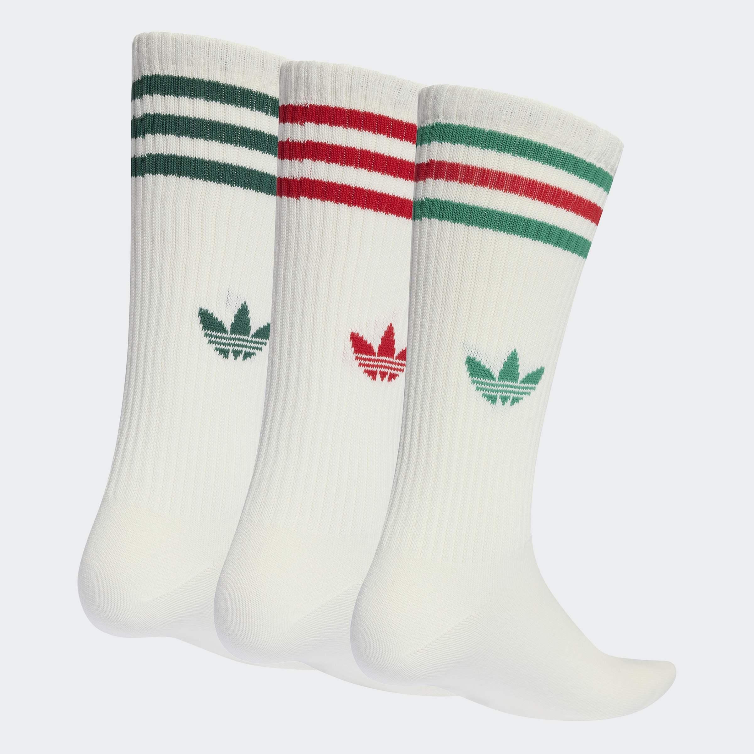 Unisex 3-Stripes High Crew Socks 3 Pairs, Multicolour, A701_ONE, large image number 0