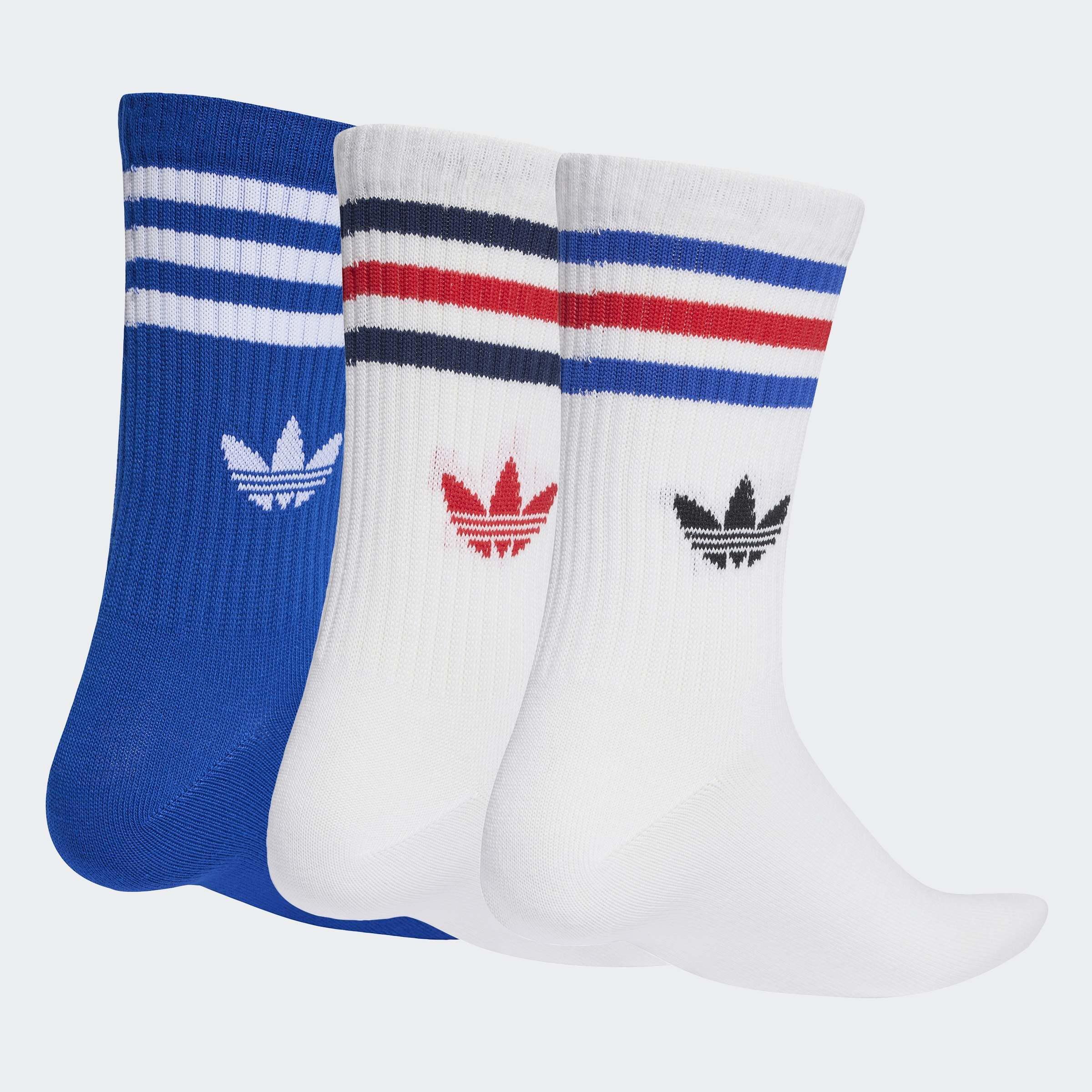 Unisex 3-Stripes Crew Socks 3 Pairs, Multicolour