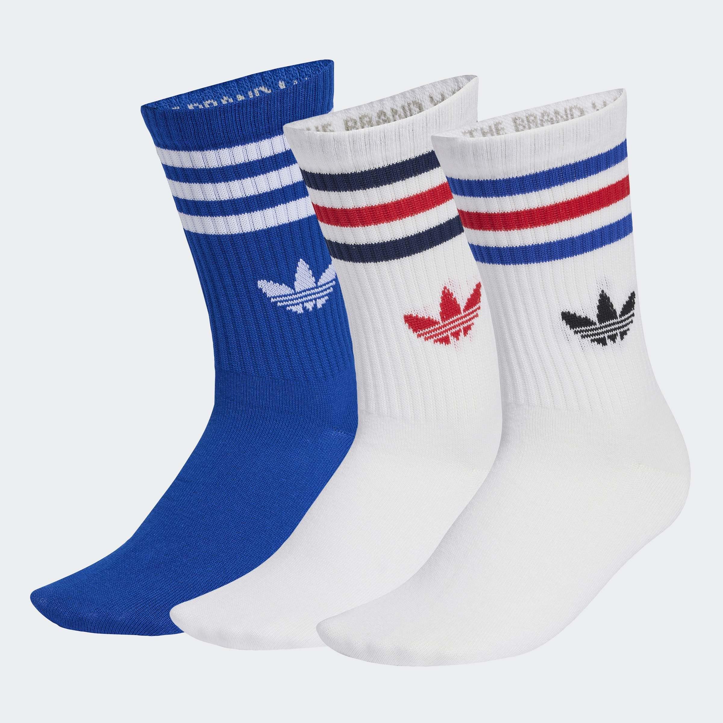 Unisex 3-Stripes Crew Socks 3 Pairs, Multicolour, A701_ONE, large image number 3