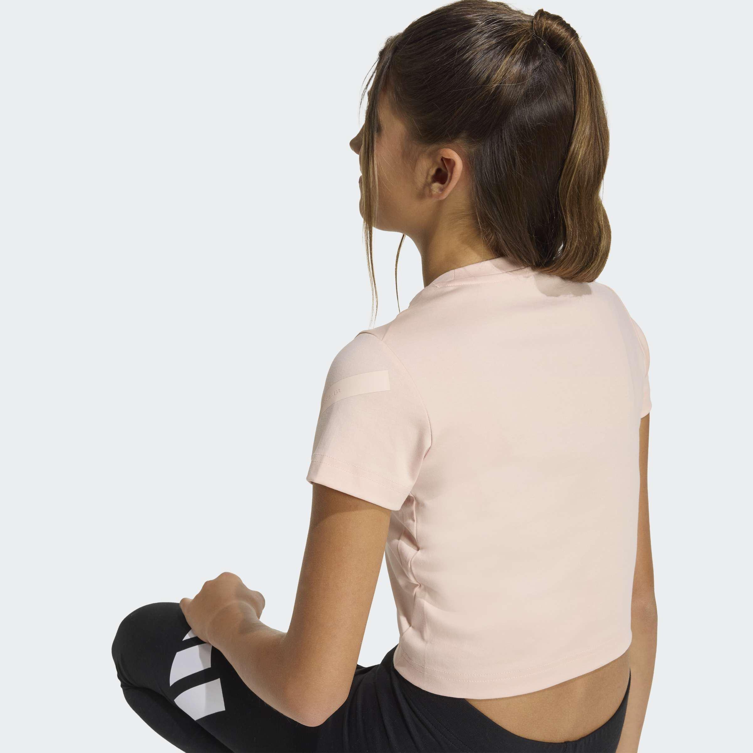 Kids Adidas Z.N.E. Fitted Crop T-Shirt, Pink, A701_ONE, large image number 2