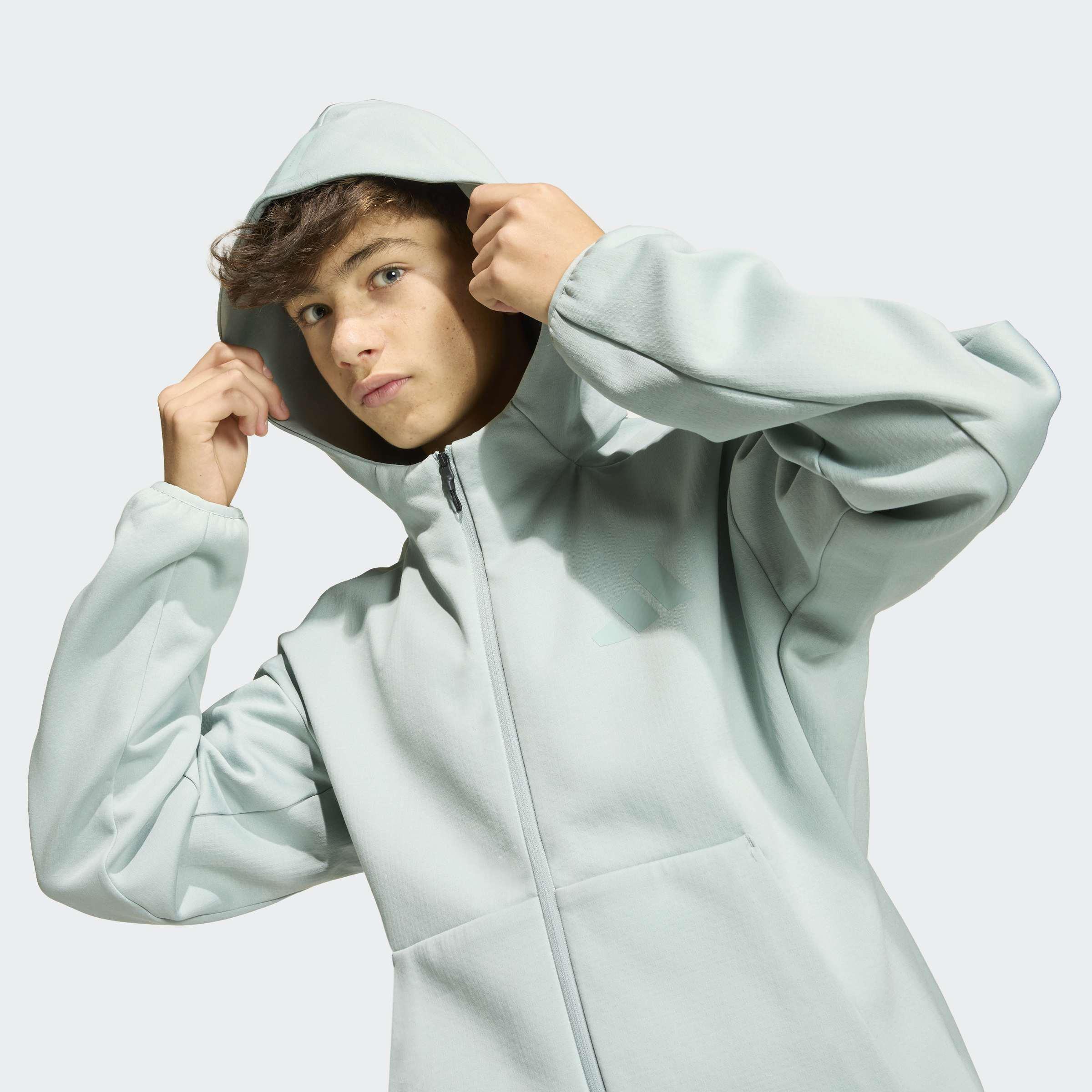 Kids Unisex adidas Z.N.E. Full-Zip Hooded Track Jacket, Green, A701_ONE, medium