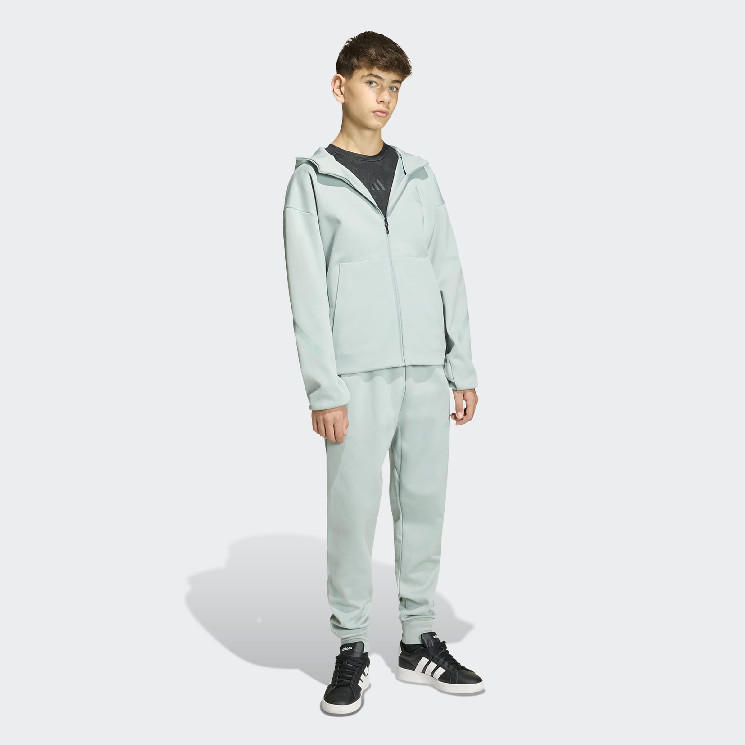 Kids Unisex adidas Z.N.E. Full-Zip Hooded Track Jacket, Green, A701_ONE, large image number 6