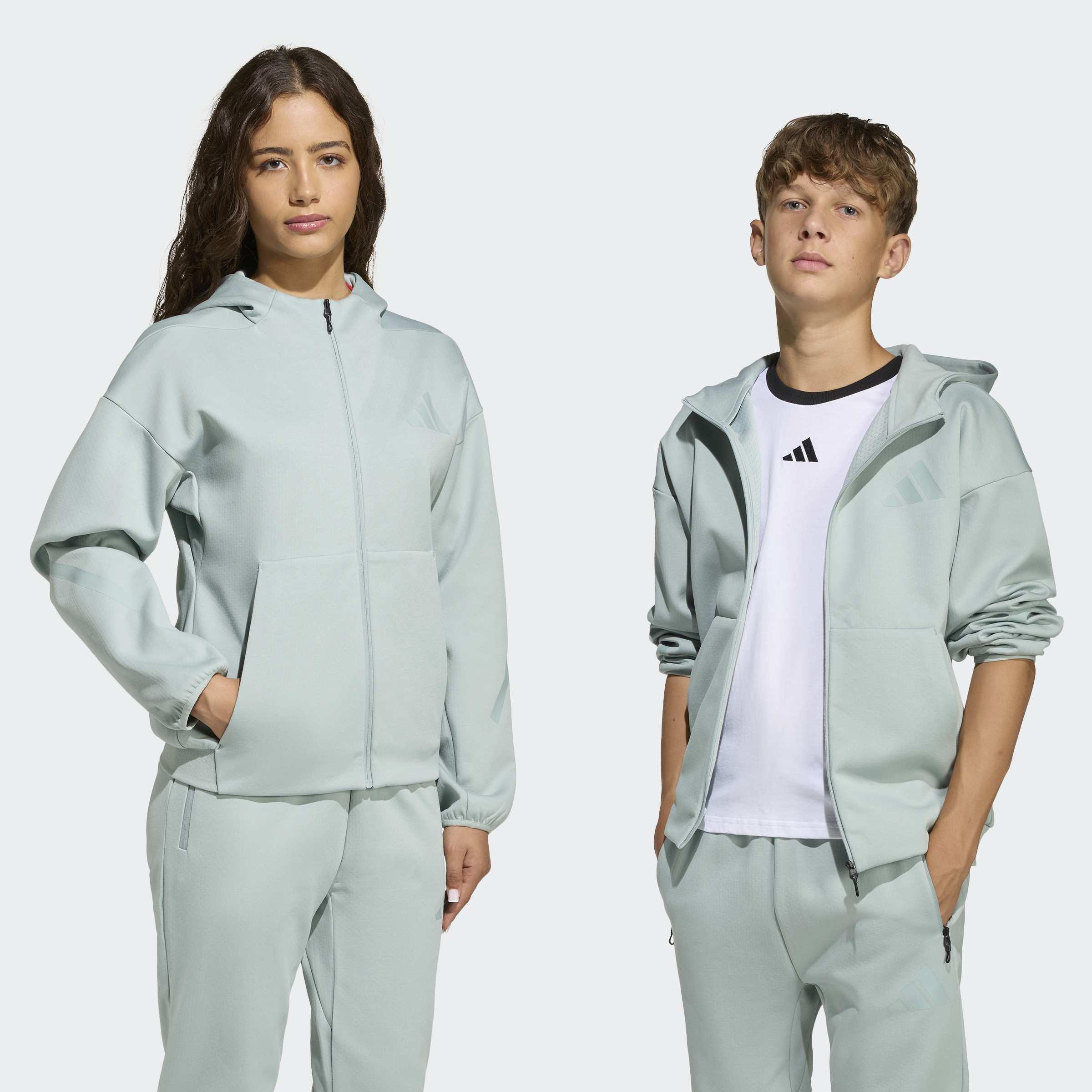 Kids Unisex adidas Z.N.E. Full-Zip Hooded Track Jacket, Green, A701_ONE, large image number 7