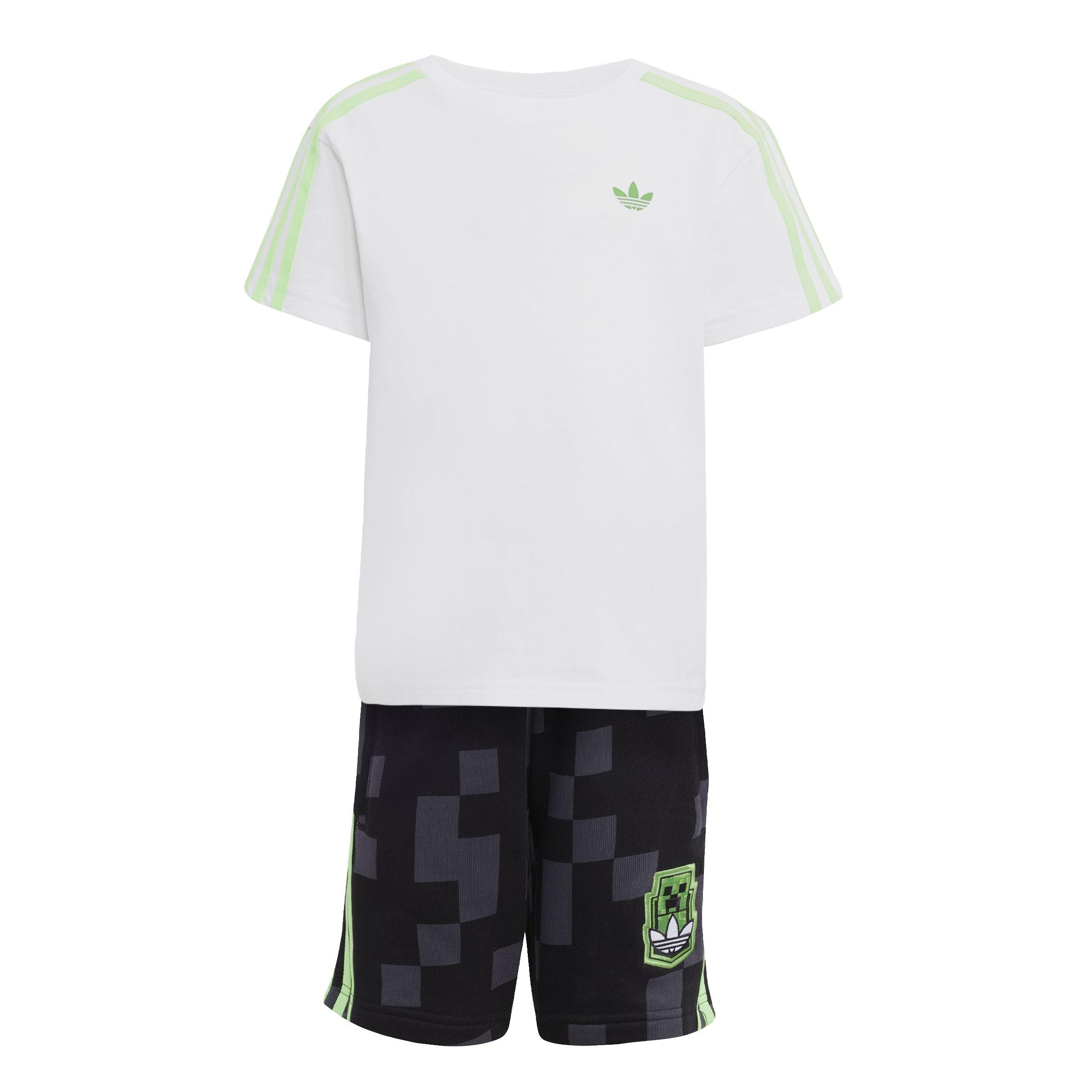 Kids Unisex adidas Originals X Minecraft Short Tee Set, White, , large image number 0