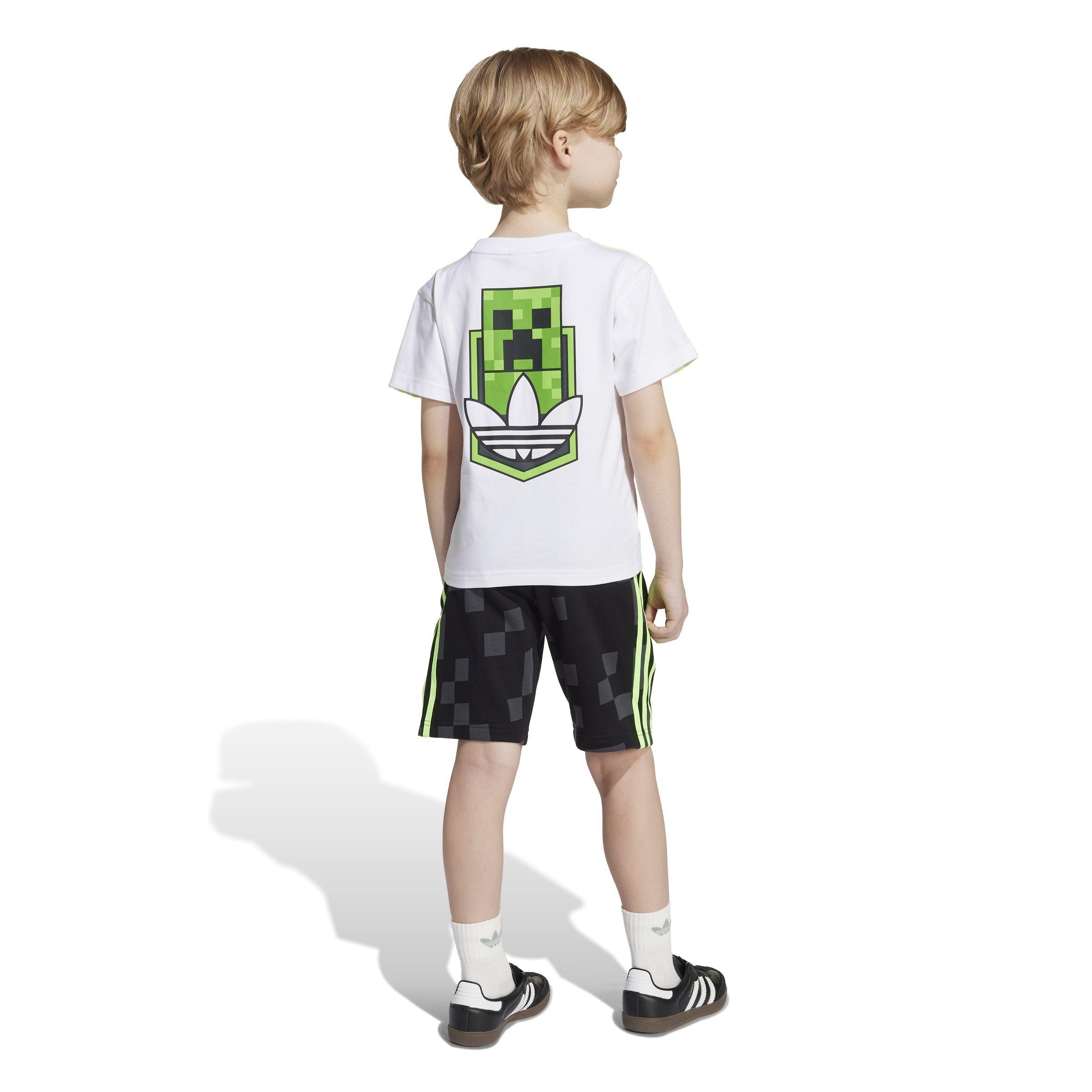Kids Unisex adidas Originals X Minecraft Short Tee Set, White, A701_ONE, large image number 2