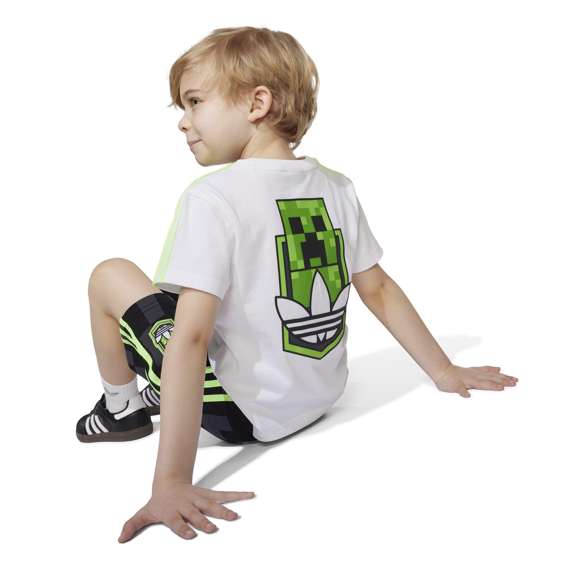 Kids Unisex adidas Originals X Minecraft Short Tee Set, White, A701_ONE, large image number 3