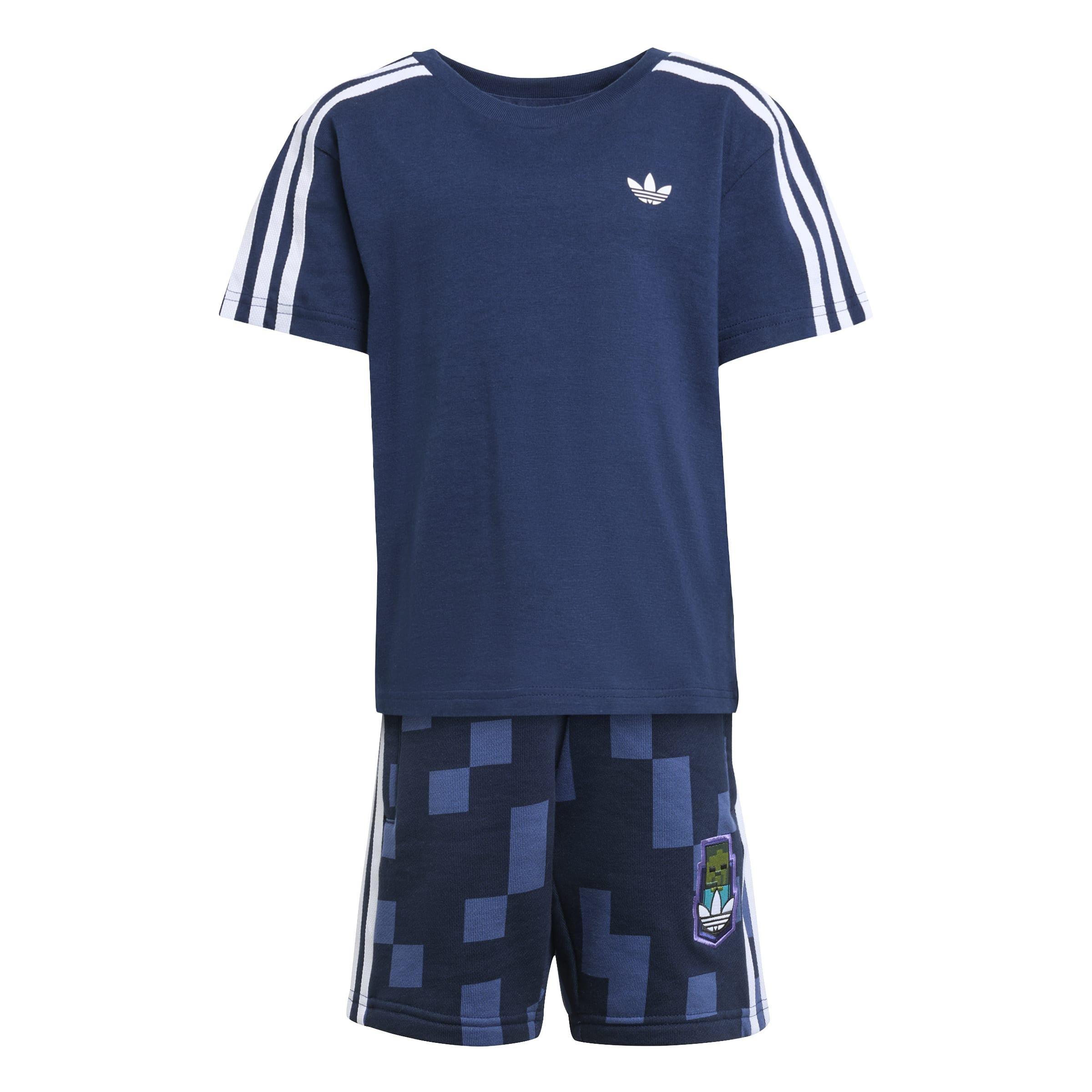 Kids Unisex adidas Originals X Minecraft Short Tee Set, Blue, A701_ONE, large image number 0