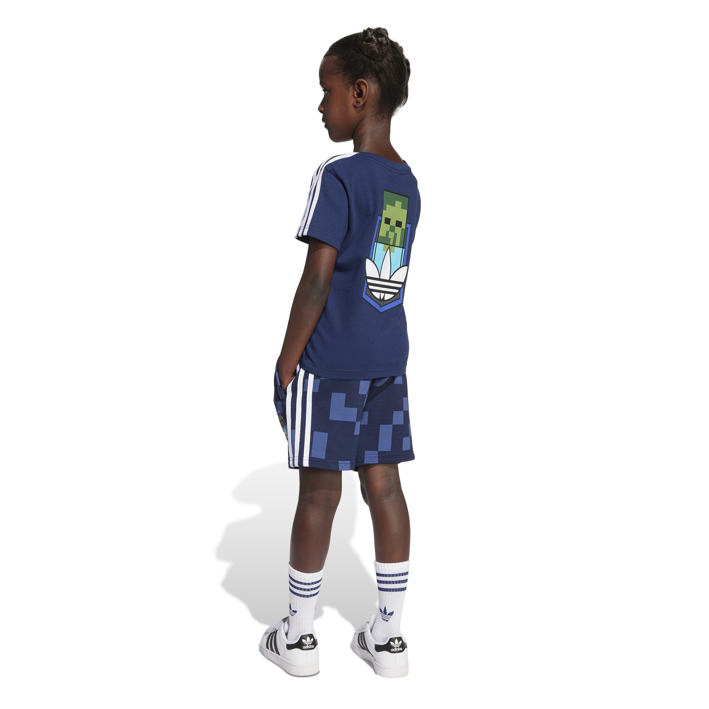 Kids Unisex adidas Originals X Minecraft Short Tee Set, Blue, A701_ONE, large image number 2