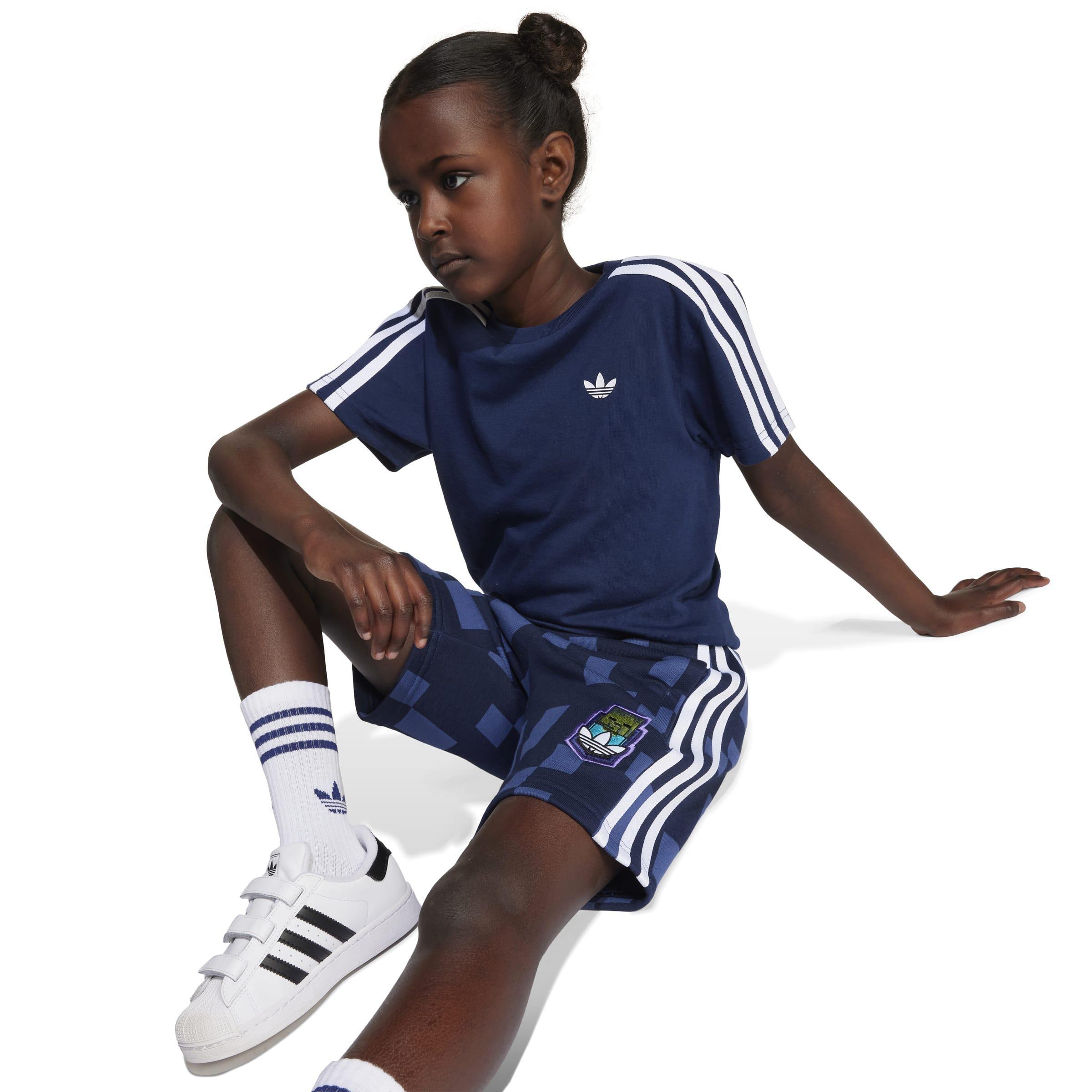 Kids Unisex adidas Originals X Minecraft Short Tee Set, Blue, A701_ONE, large image number 4