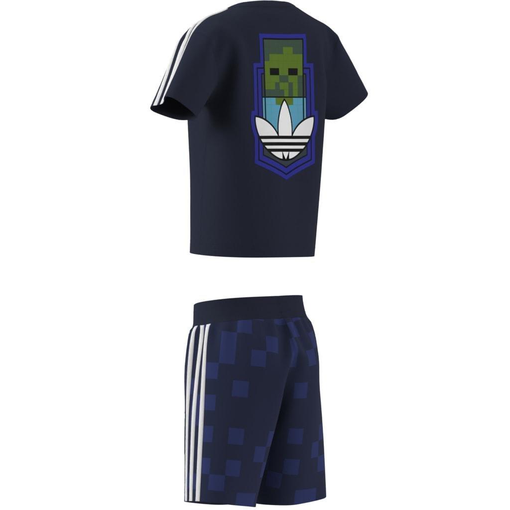 Kids Unisex adidas Originals X Minecraft Short Tee Set, Blue, A701_ONE, large image number 5