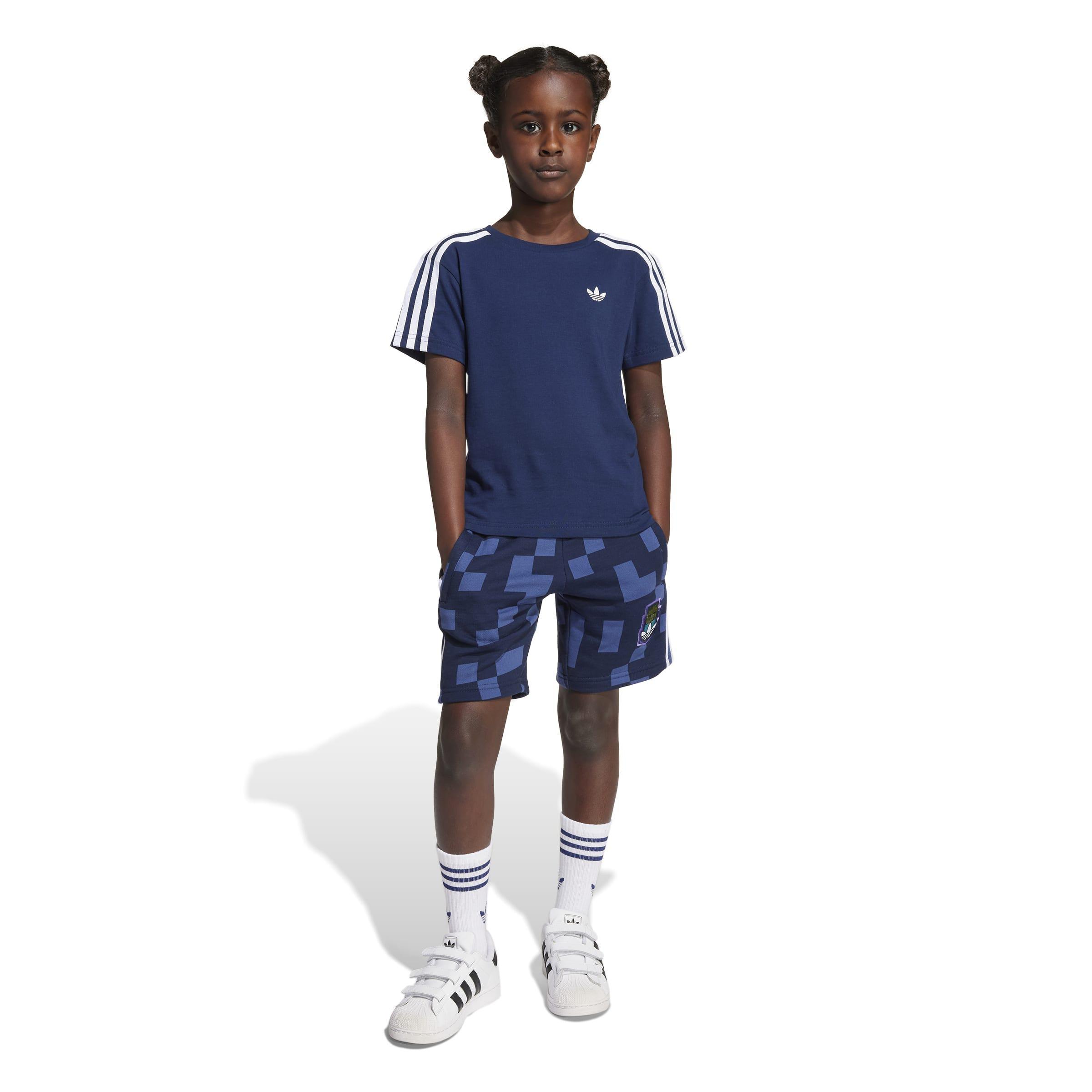 Kids Unisex adidas Originals X Minecraft Short Tee Set, Blue, A701_ONE, large image number 8