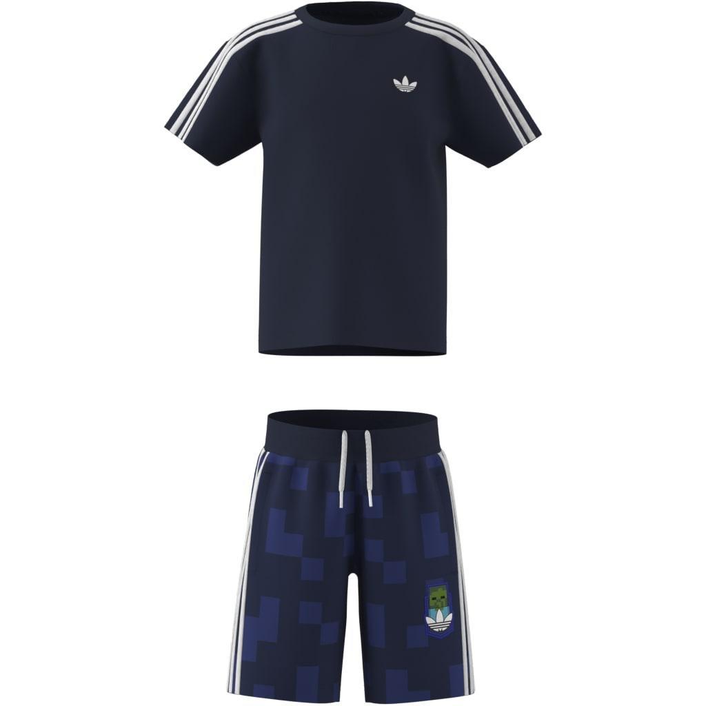Kids Unisex adidas Originals X Minecraft Short Tee Set, Blue, A701_ONE, large image number 10
