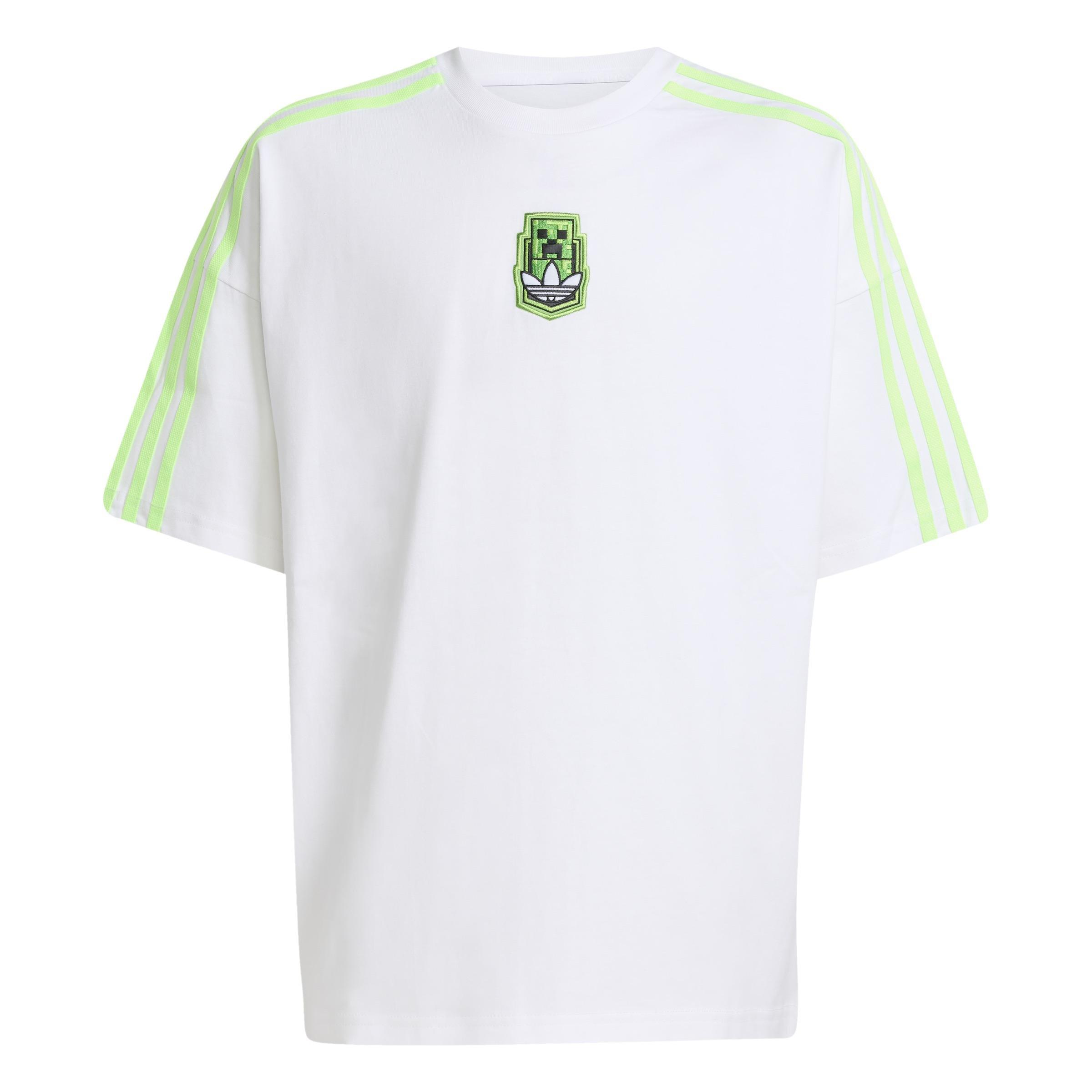 Kids Unisex adidas Originals X Minecraft Graphic T-Shirt, White, A701_ONE, large image number 0