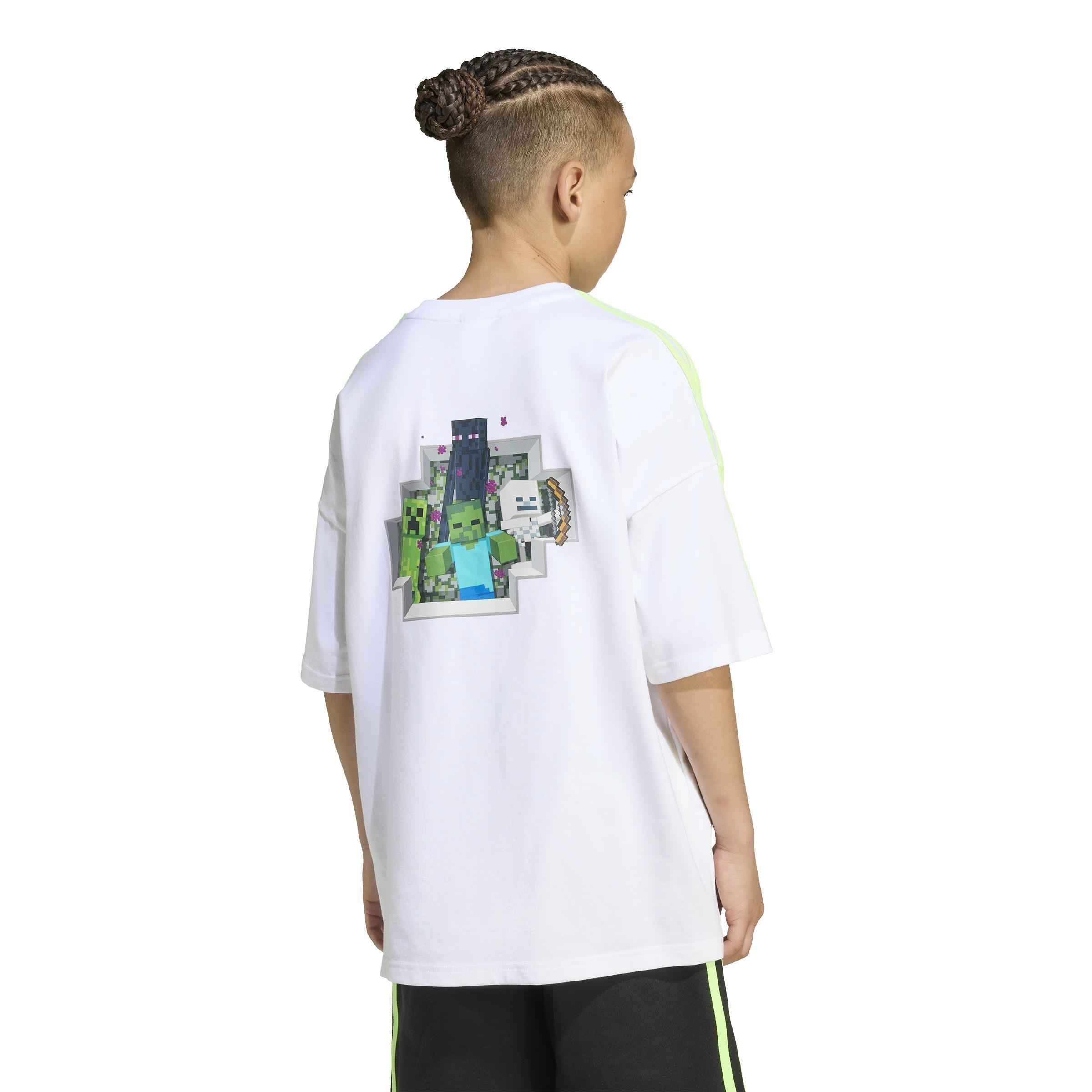 Kids Unisex adidas Originals X Minecraft Graphic T-Shirt, White, A701_ONE, large image number 1
